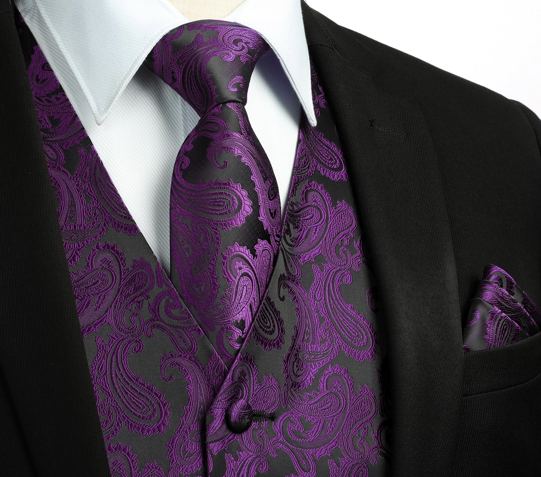 Gilet Homme plus Cravate & Pochette Violet-2 F