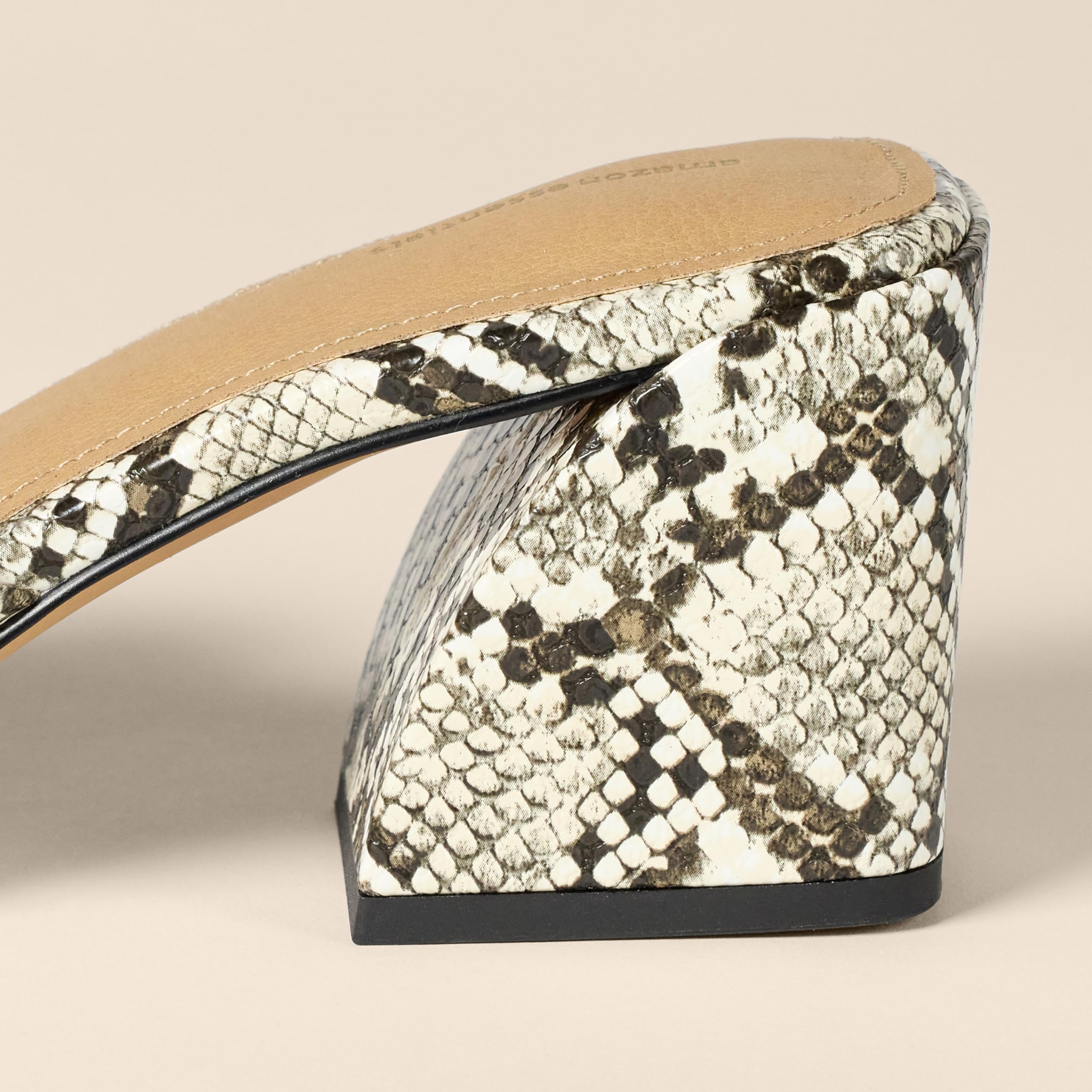 Sandales Platform Mule Fausse Peau de Serpent Grise A