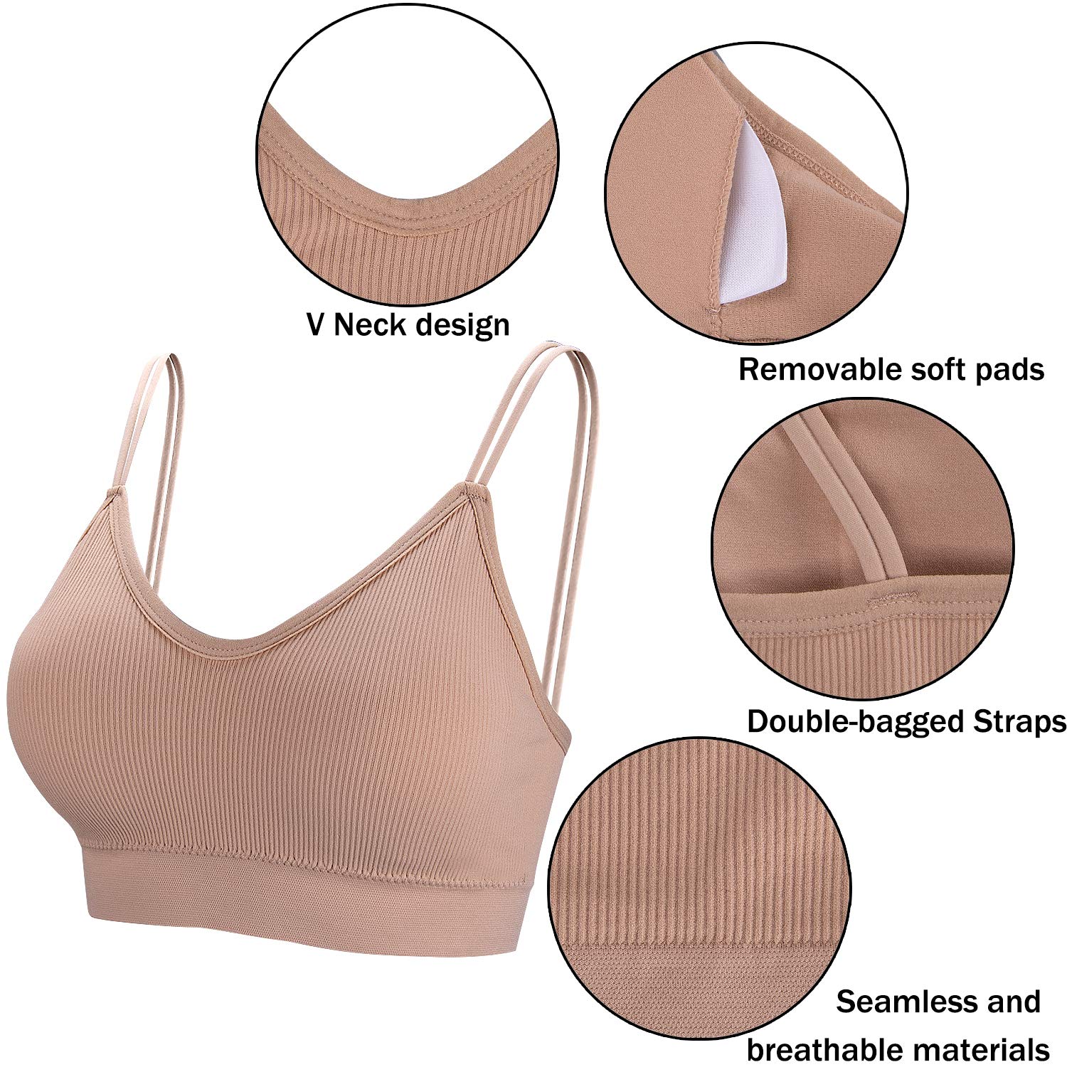 Lot de 5 Bralettes Rembourrées 6-Mélangées F