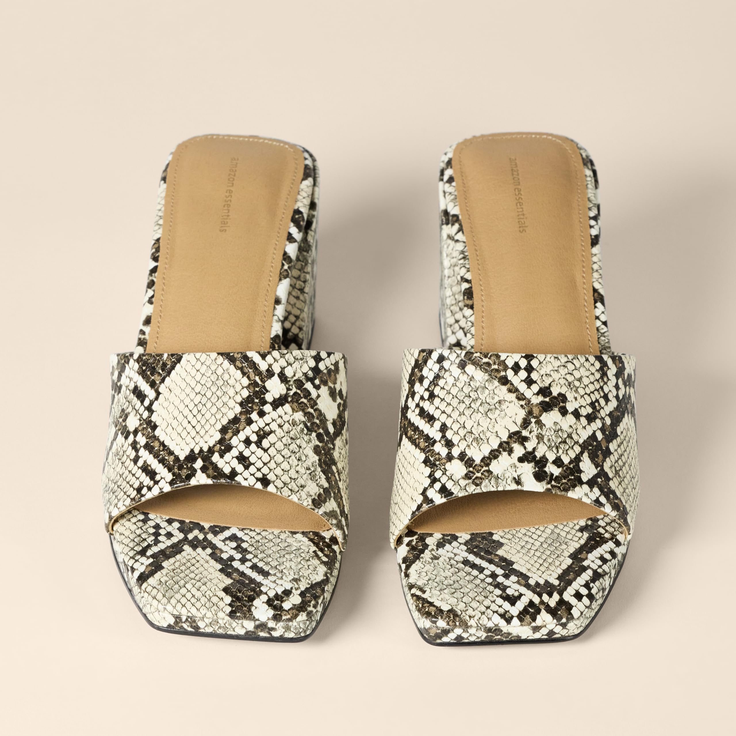 Sandales Platform Mule Fausse Peau de Serpent Grise A