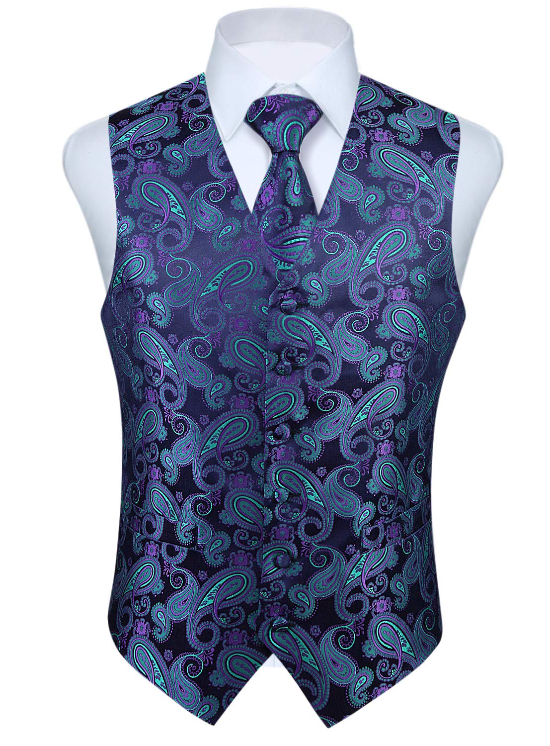 Gilet Homme plus Cravate & Pochette Violet vert F