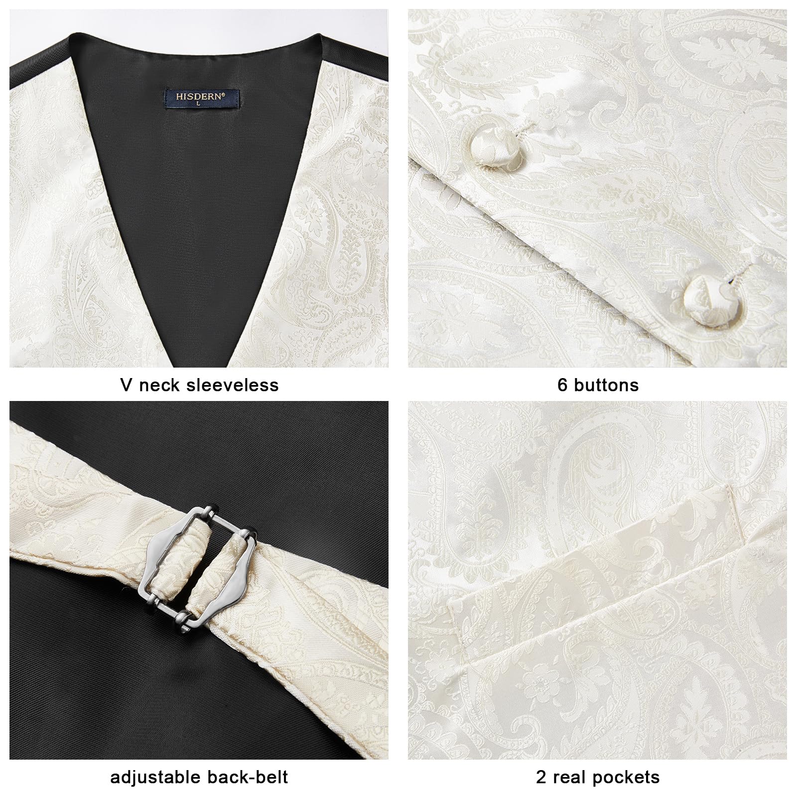 Gilet Homme plus Cravate & Pochette Beige-1 F