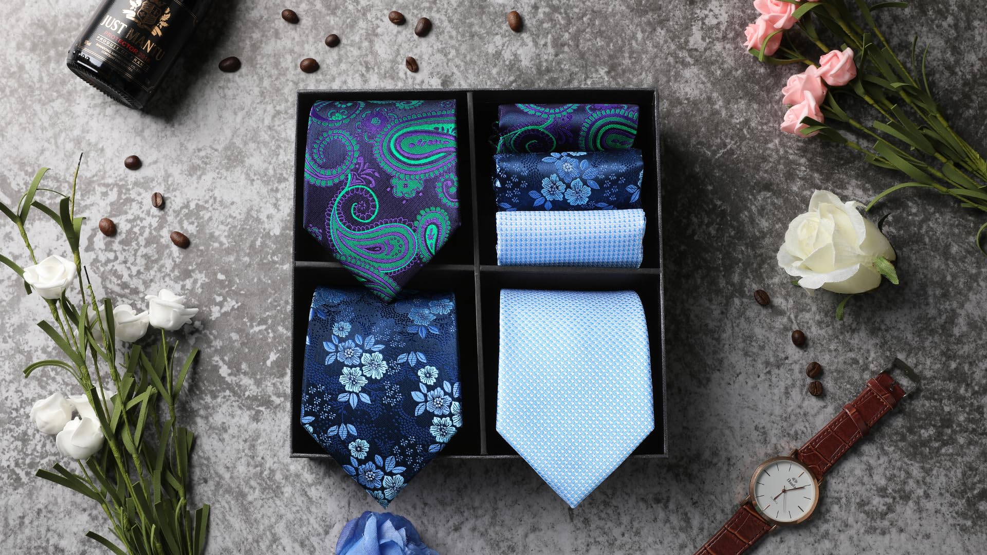 Lot 3 PCS Cravates Homme 1HT-8S E