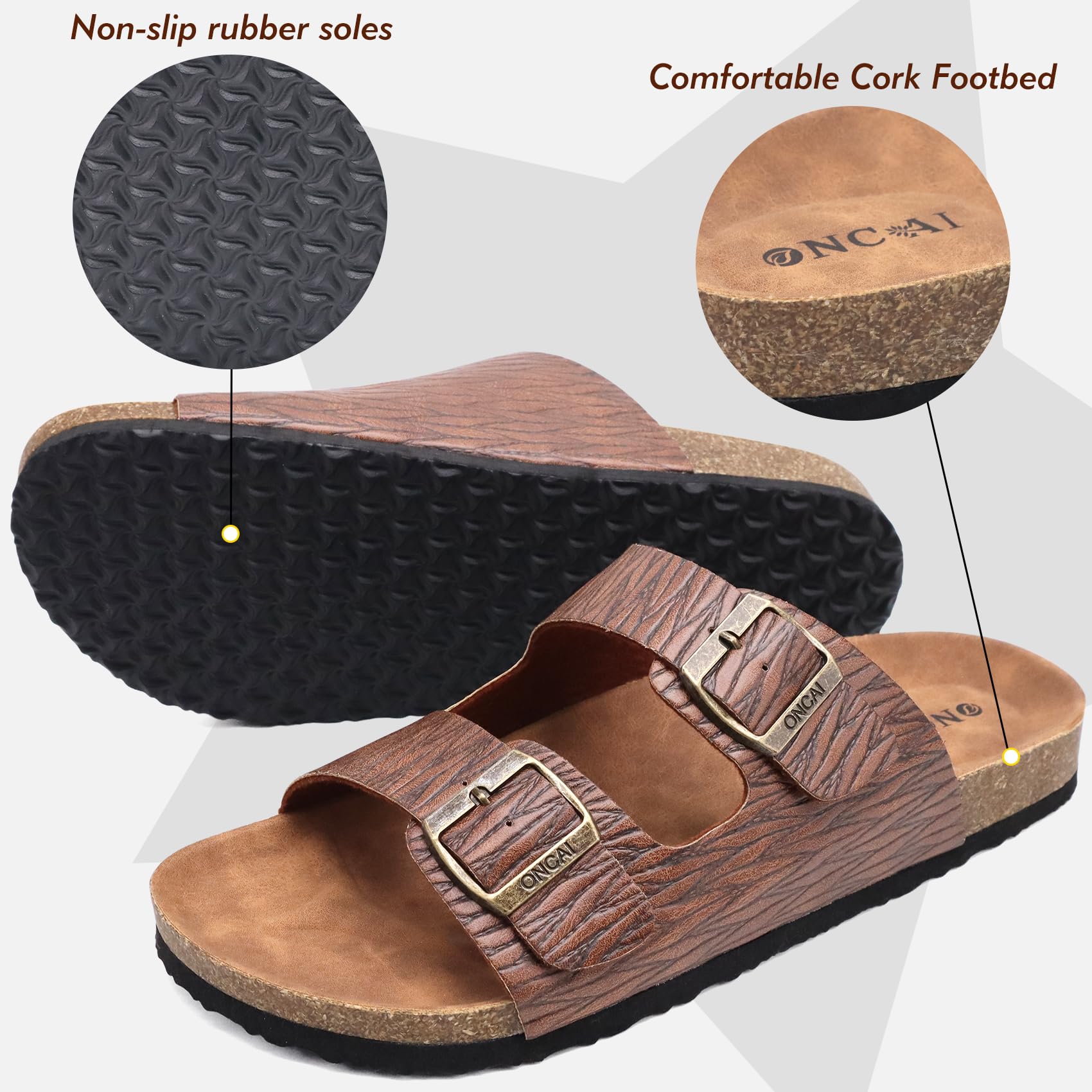 Sandales Mules Grain de bois Kaki E