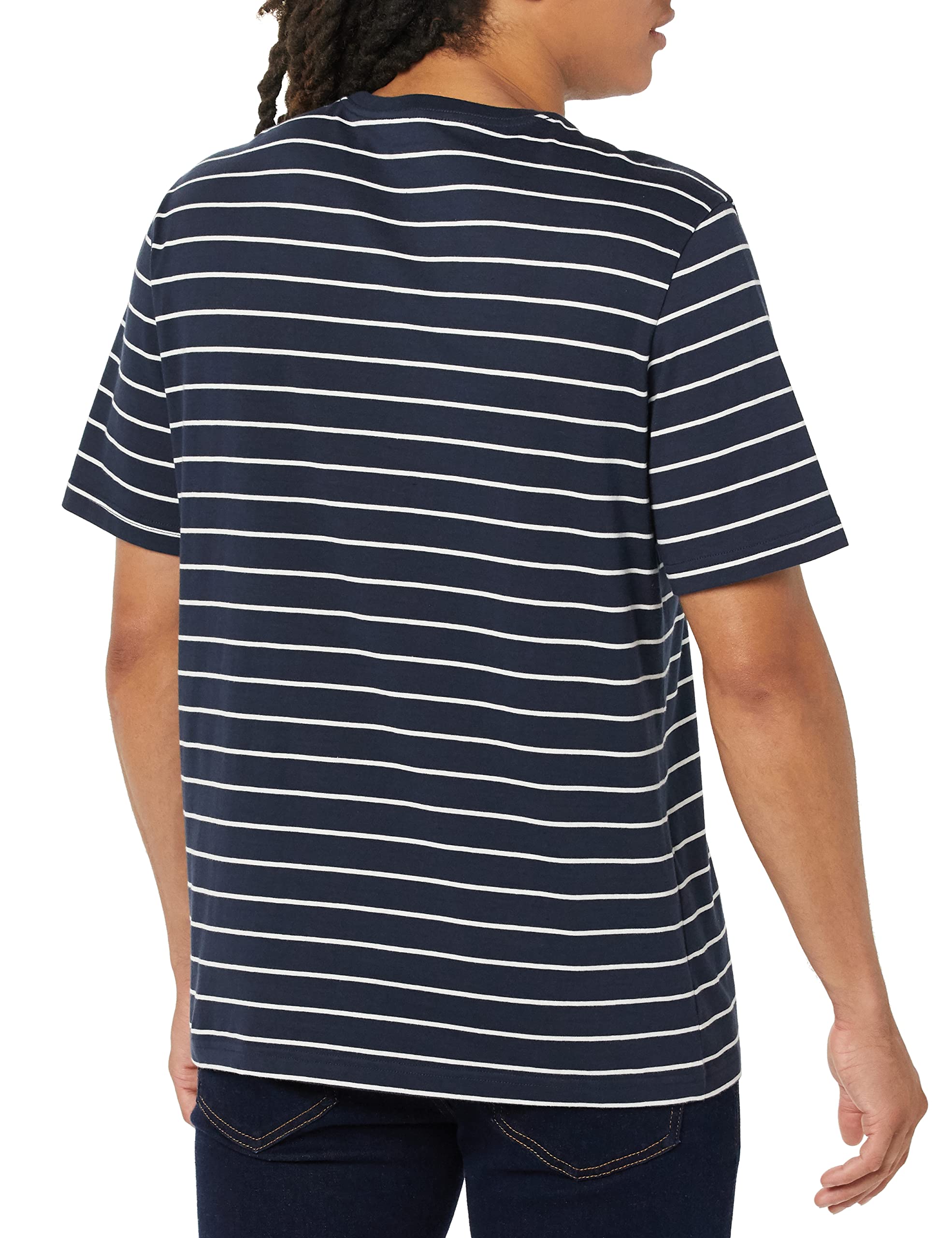 T-shirt Homme Confortable Bleu Marine Rayures Gris Chiné I