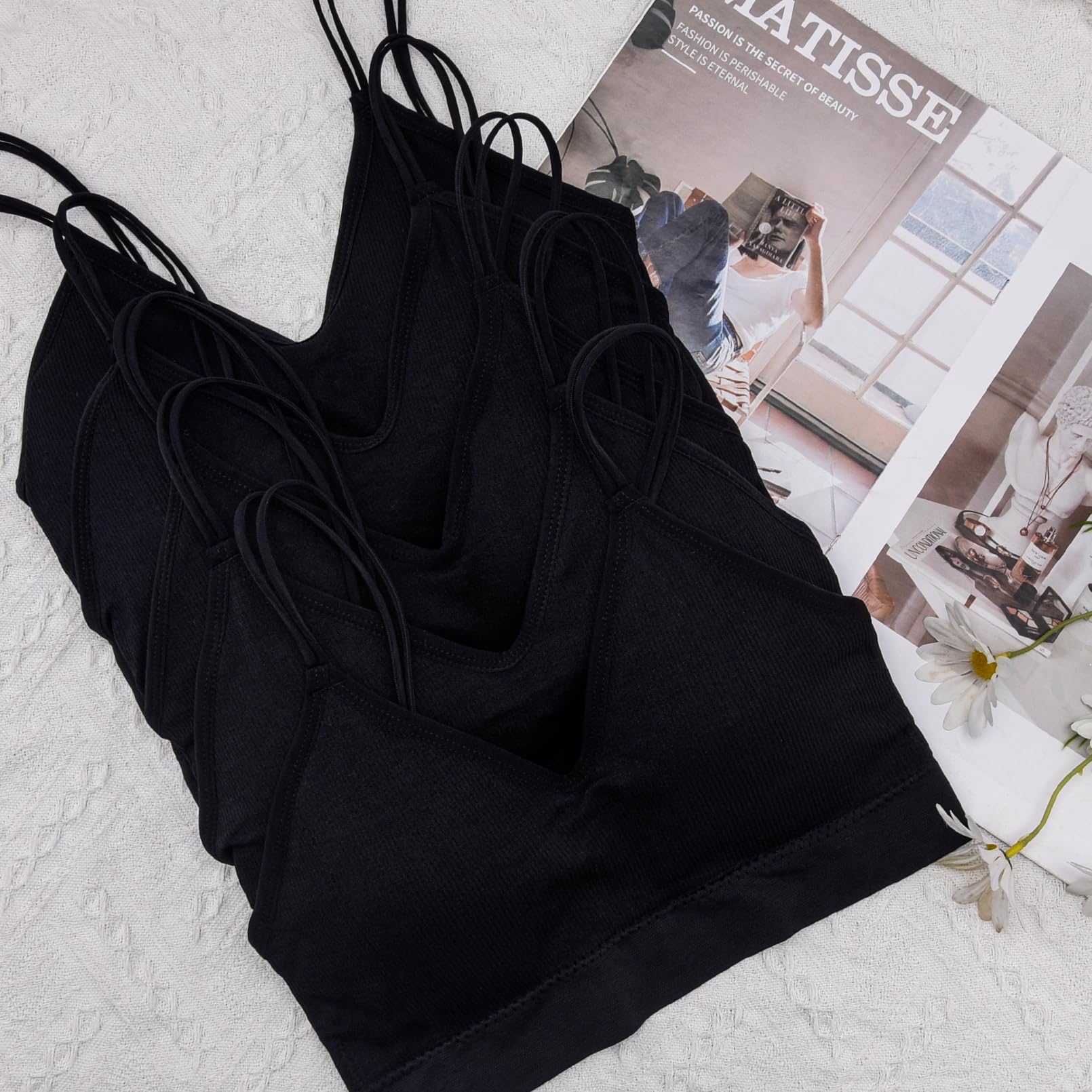 Lot de 5 Bralettes Rembourrées 7-Noir F