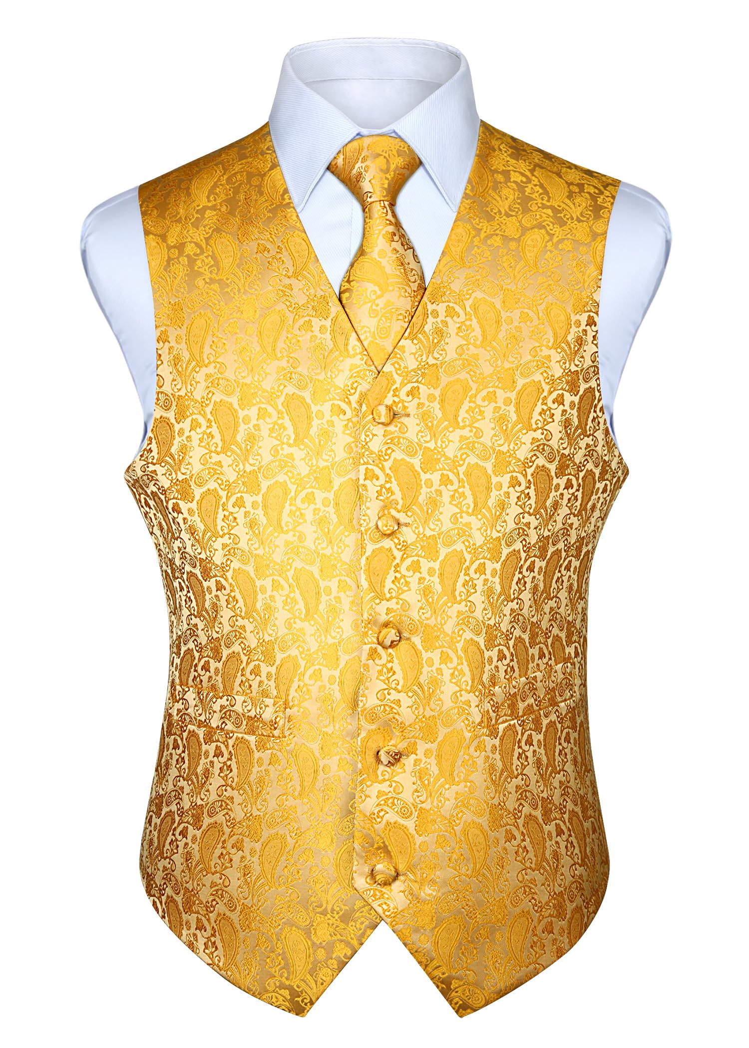 Gilet Homme plus Cravate & Pochette Jaune Profond F