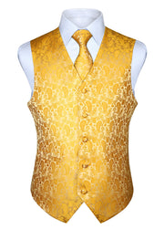 Gilet Homme plus Cravate & Pochette Jaune Profond F