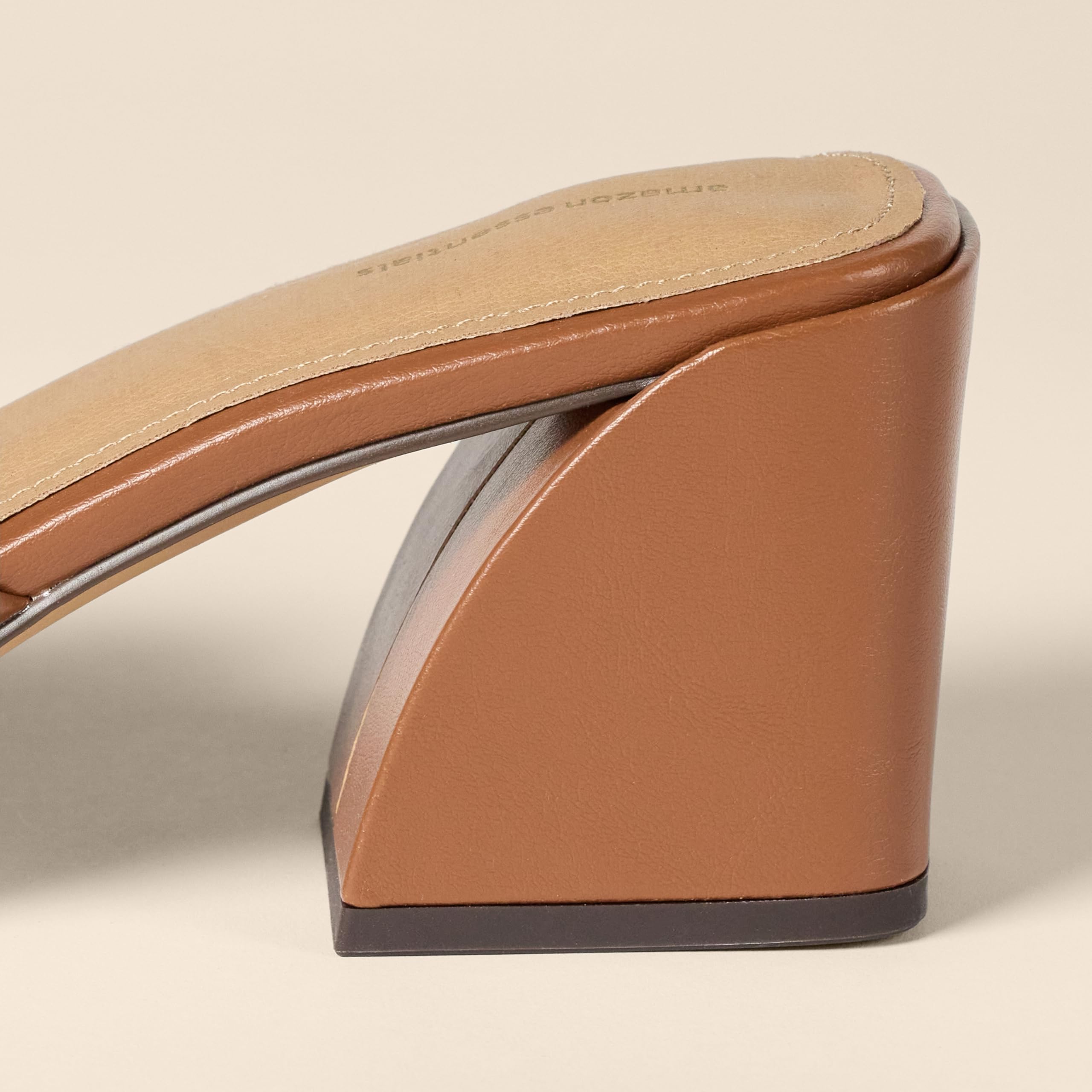 Sandales Platform Mule Similicuir Brun Clair A