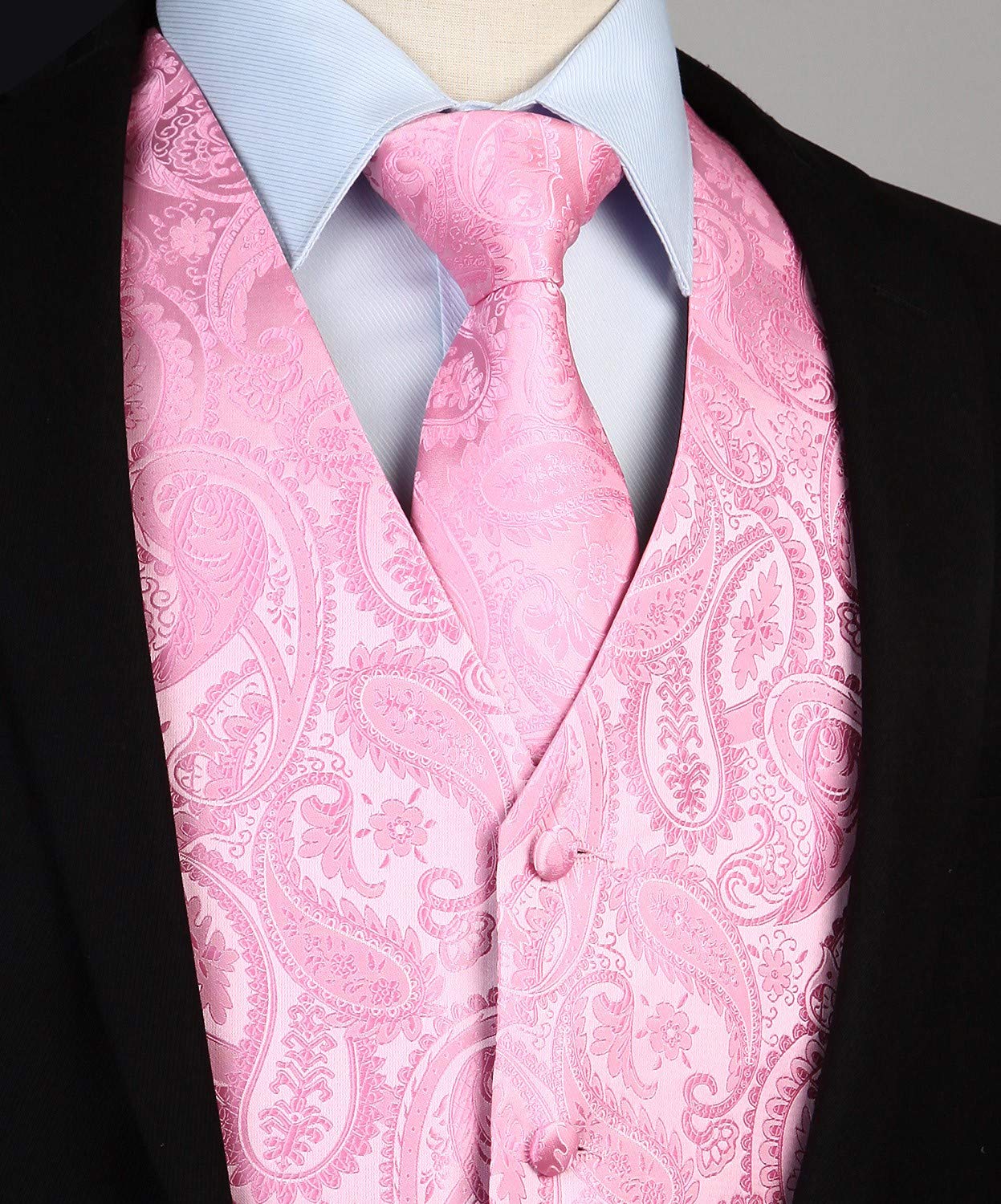 Gilet Homme plus Cravate & Pochette Rose Clair F