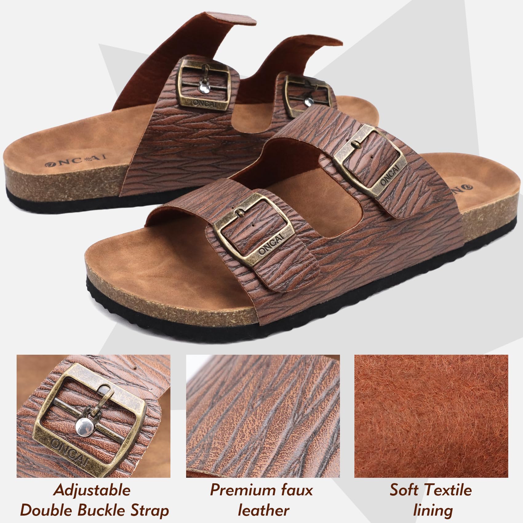 Sandales Mules Grain de bois Kaki E