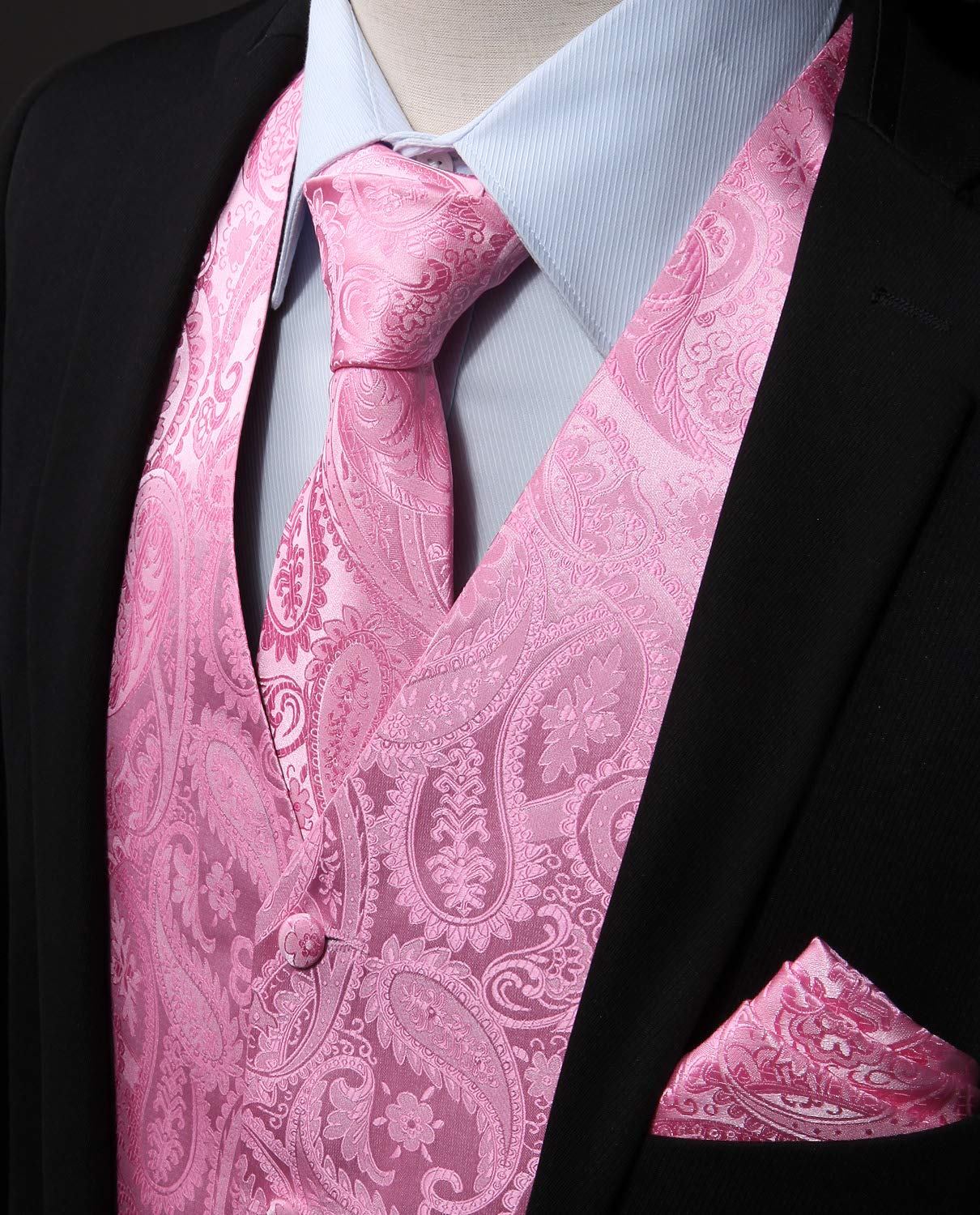 Gilet Homme plus Cravate & Pochette Rose F