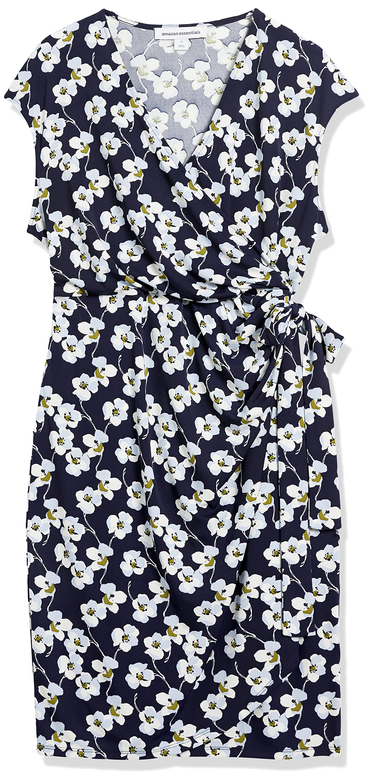 Robe Cache-cœur Bleu Marine Fleurs B