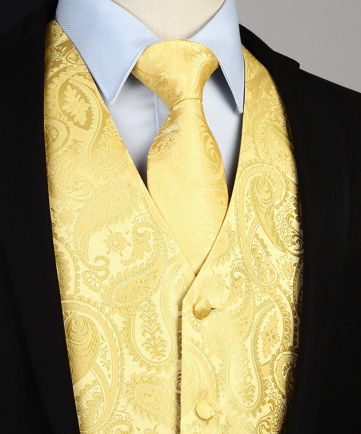 Gilet Homme plus Cravate & Pochette Jaune Clair F