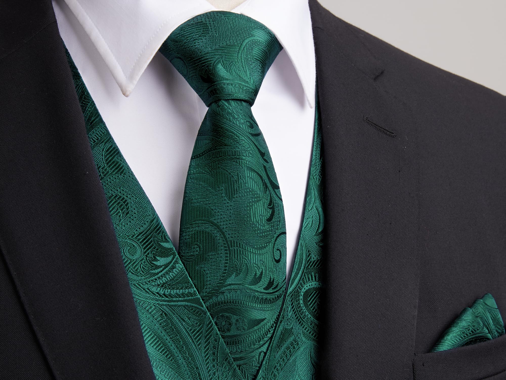 Gilet Homme plus Cravate & Pochette Vert F