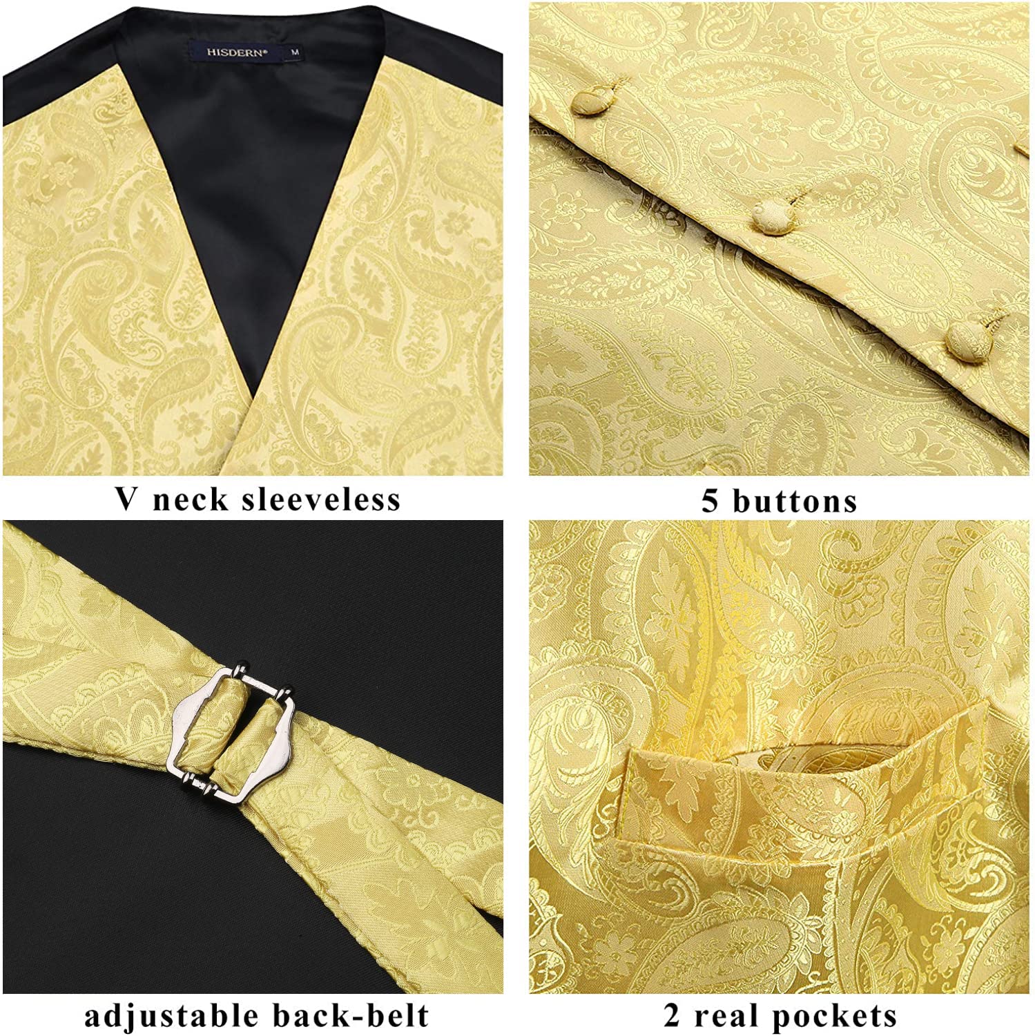 Gilet Homme plus Cravate & Pochette Jaune Clair F