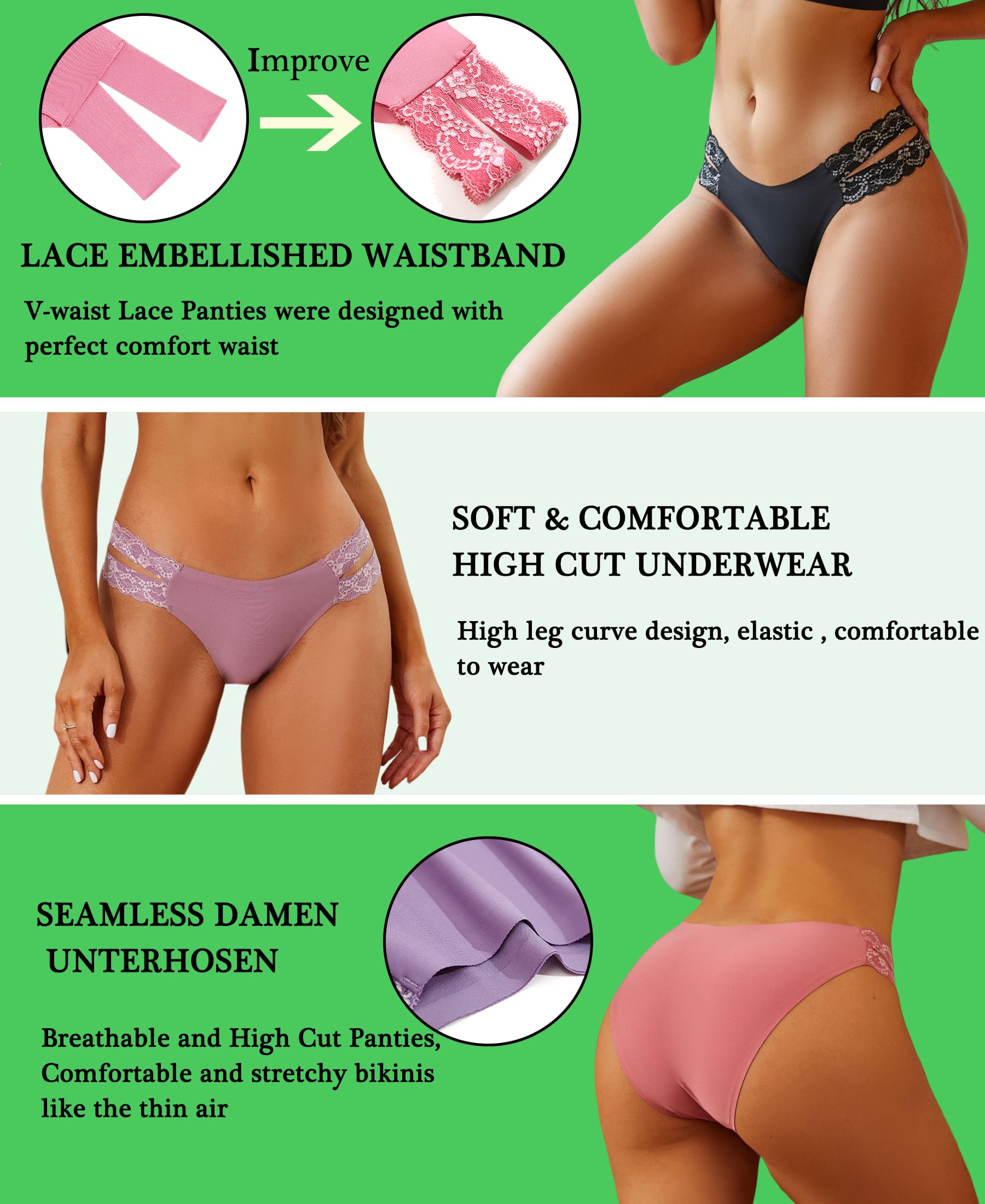 Culotte Sans Couture Lot de 6 Mélangées-1 D