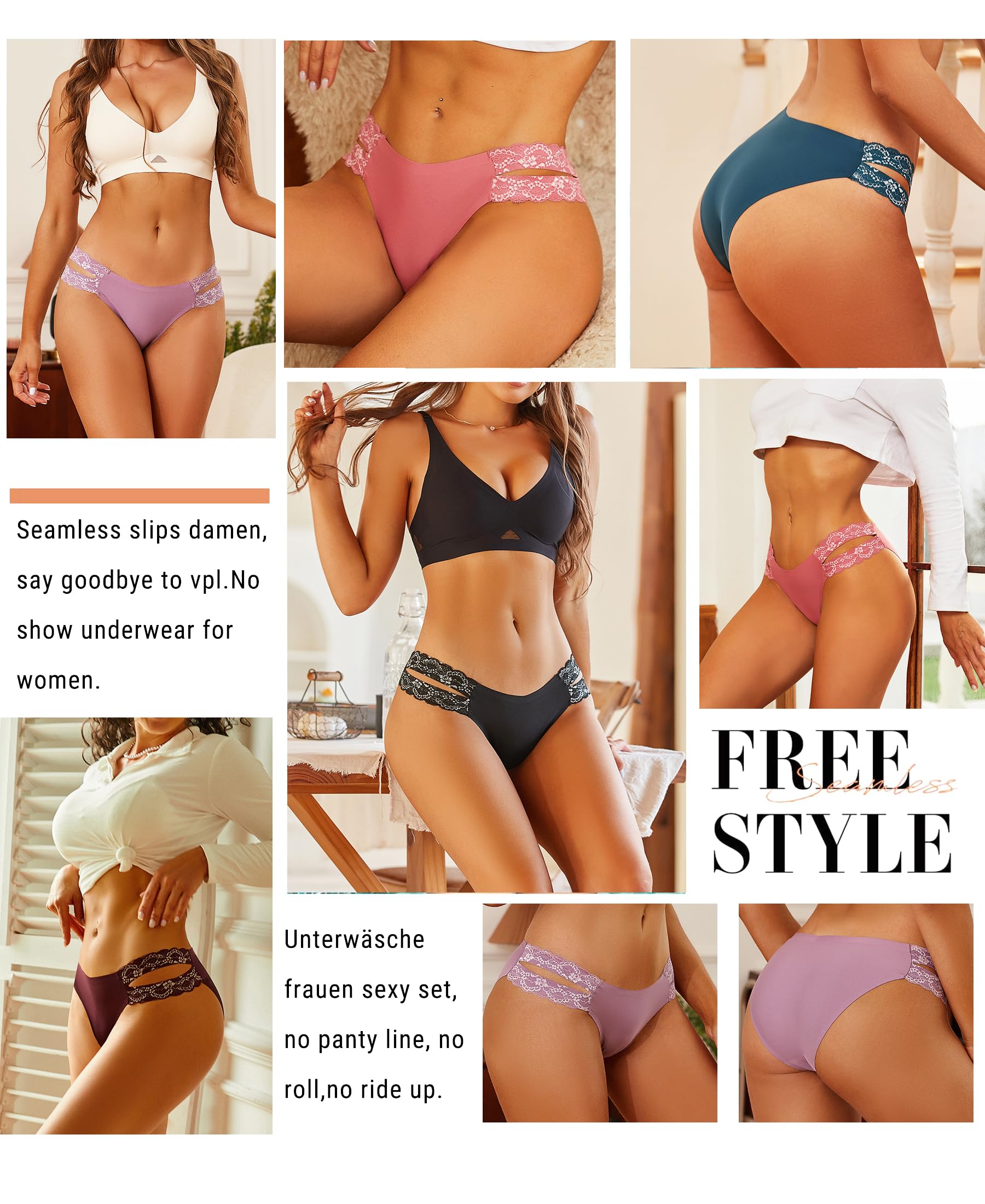 Culotte Sans Couture Lot de 6 Mélangées-1 D