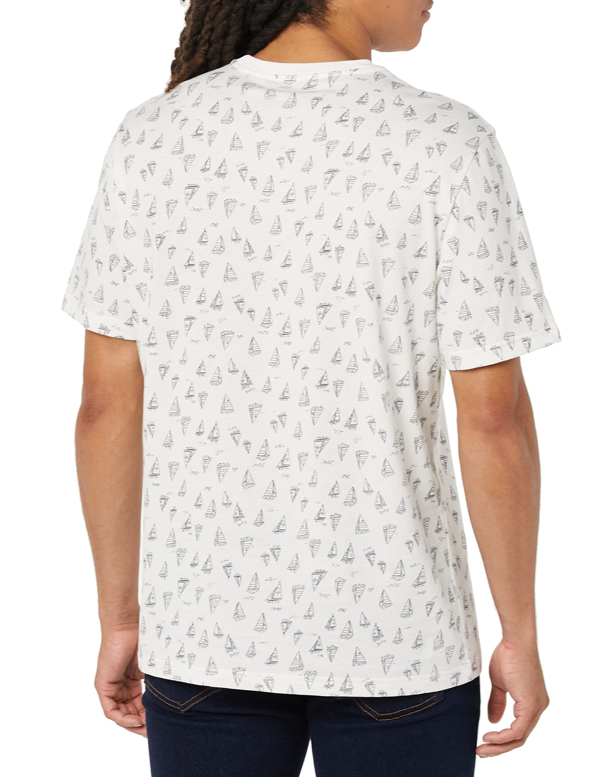 T-shirt Homme Confortable Blanc imprimé Bateaux Bleu Marine I