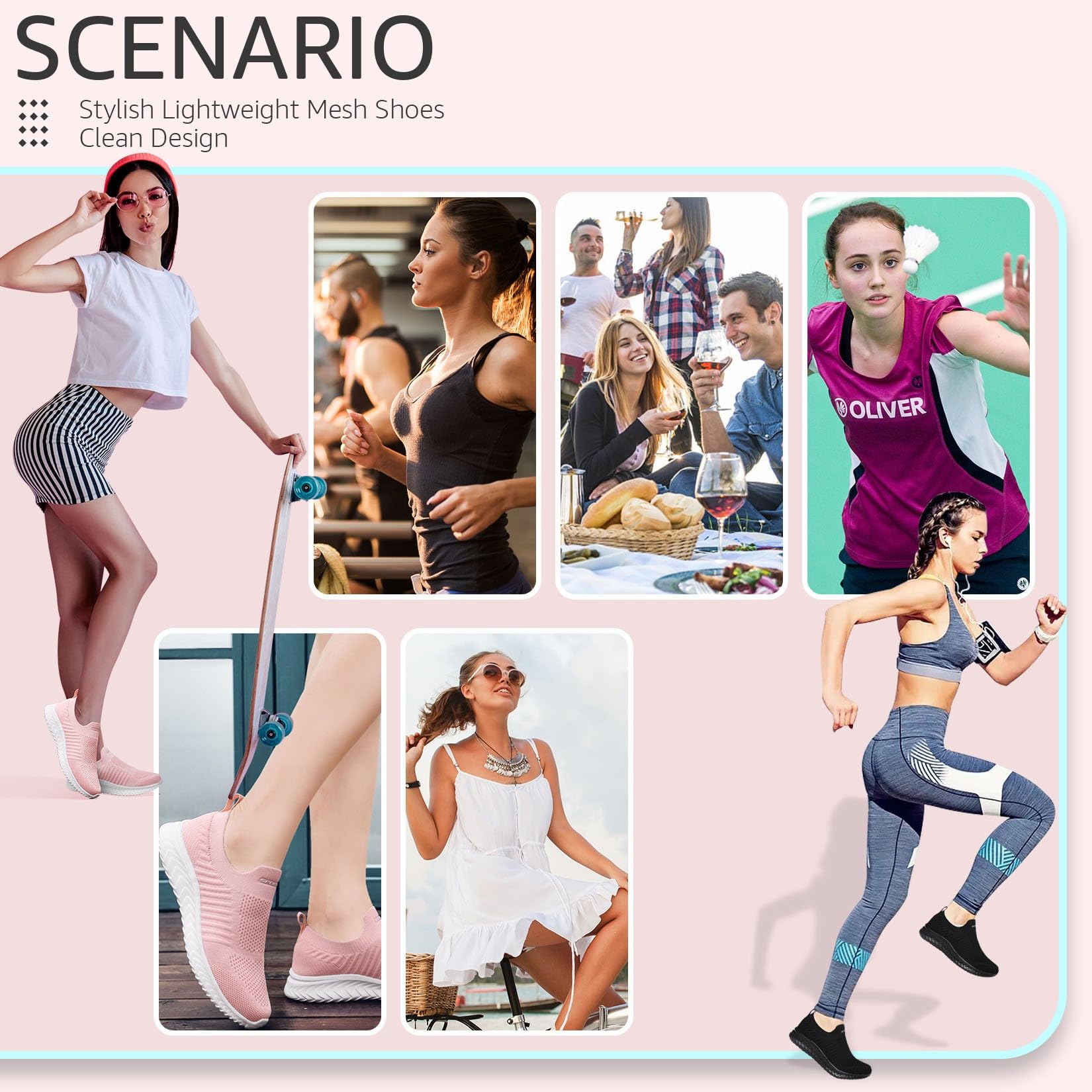 Baskets Femme Slip-On Respirantes Tout noir H