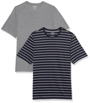 T-shirt Homme Confortable Bleu Marine Rayures Gris Chiné I