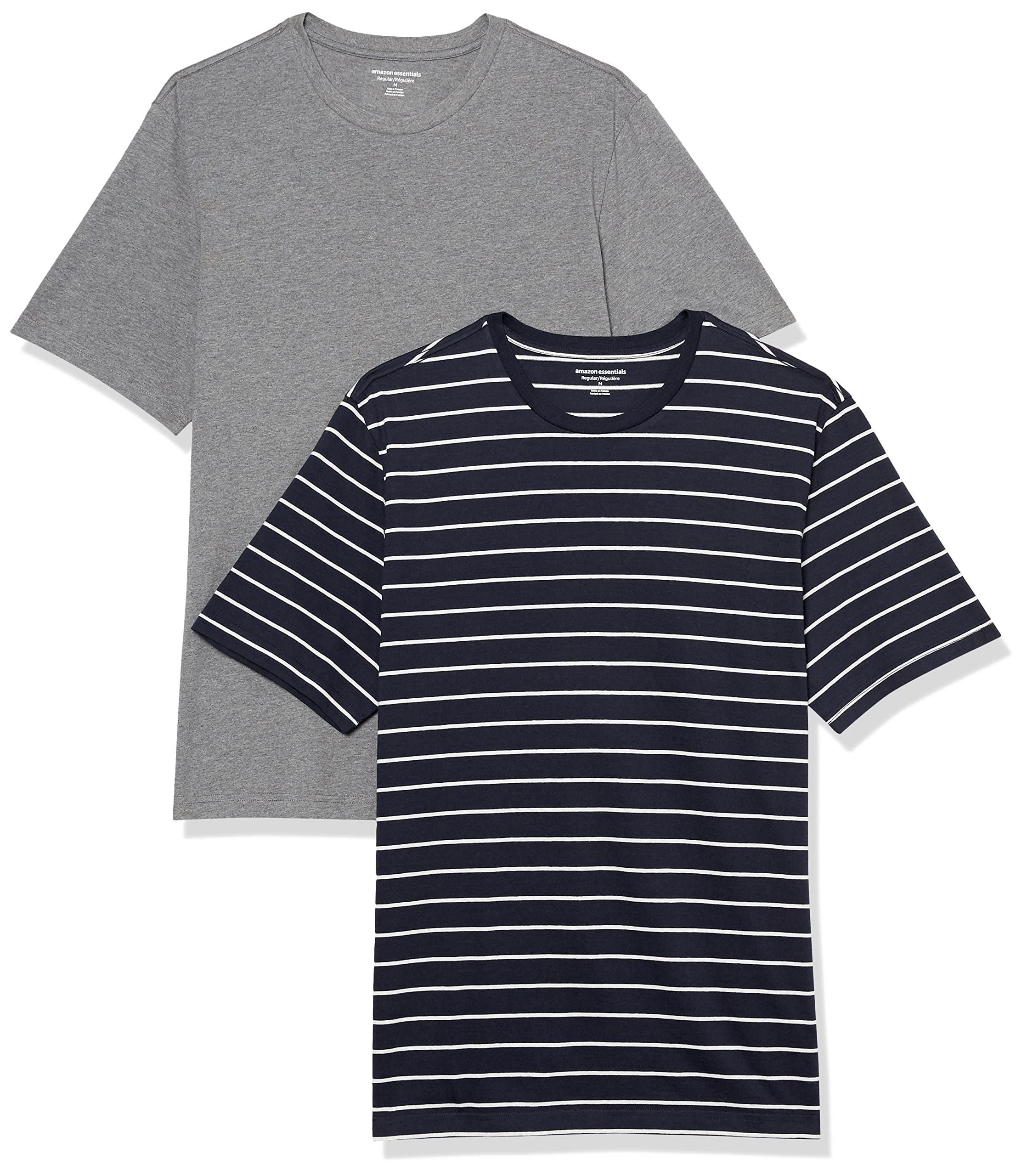 T-shirt Homme Confortable Bleu Marine Rayures Gris Chiné I