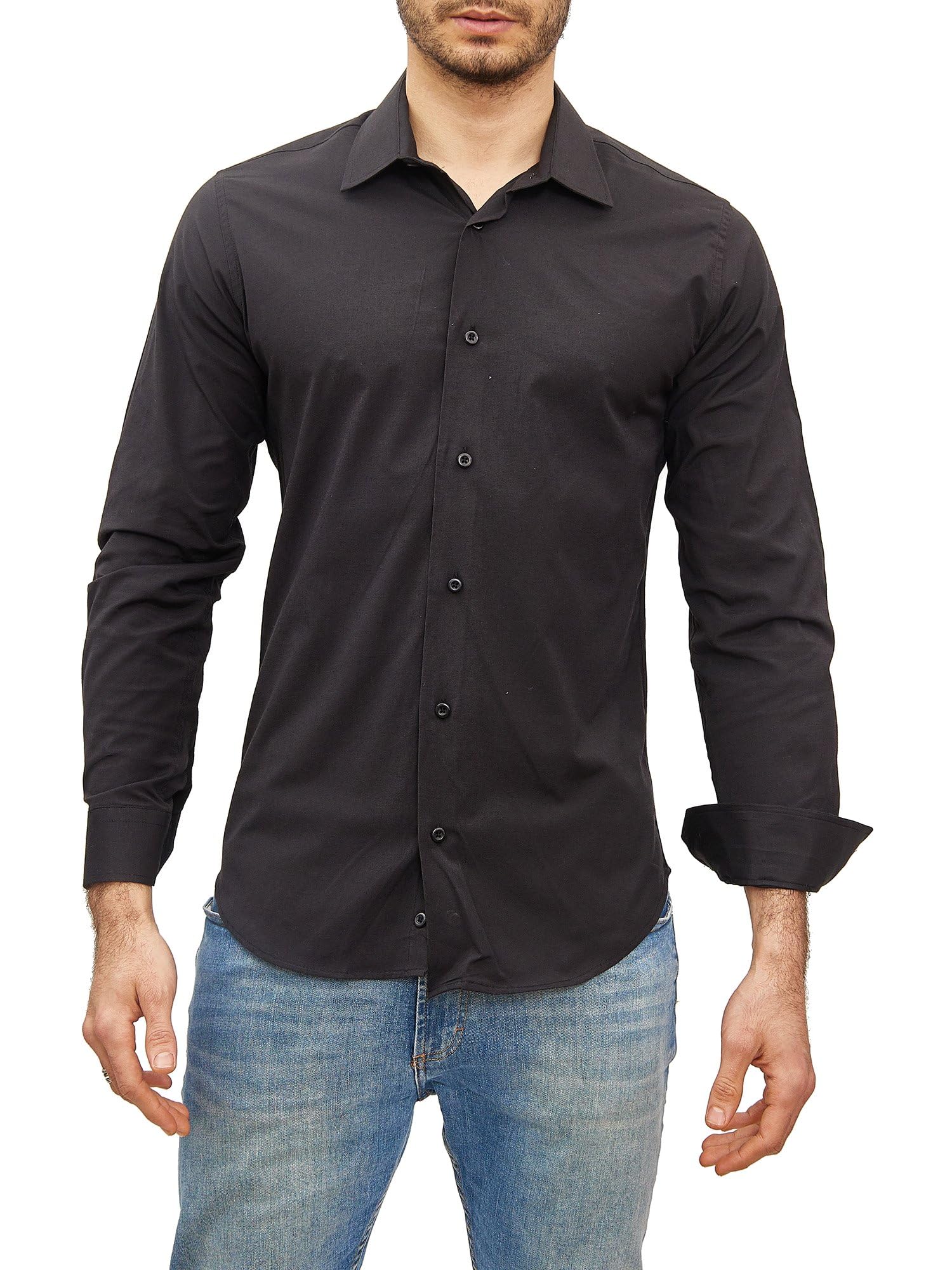 Chemise Homme Élégante & Polyvalente Noir Uni A