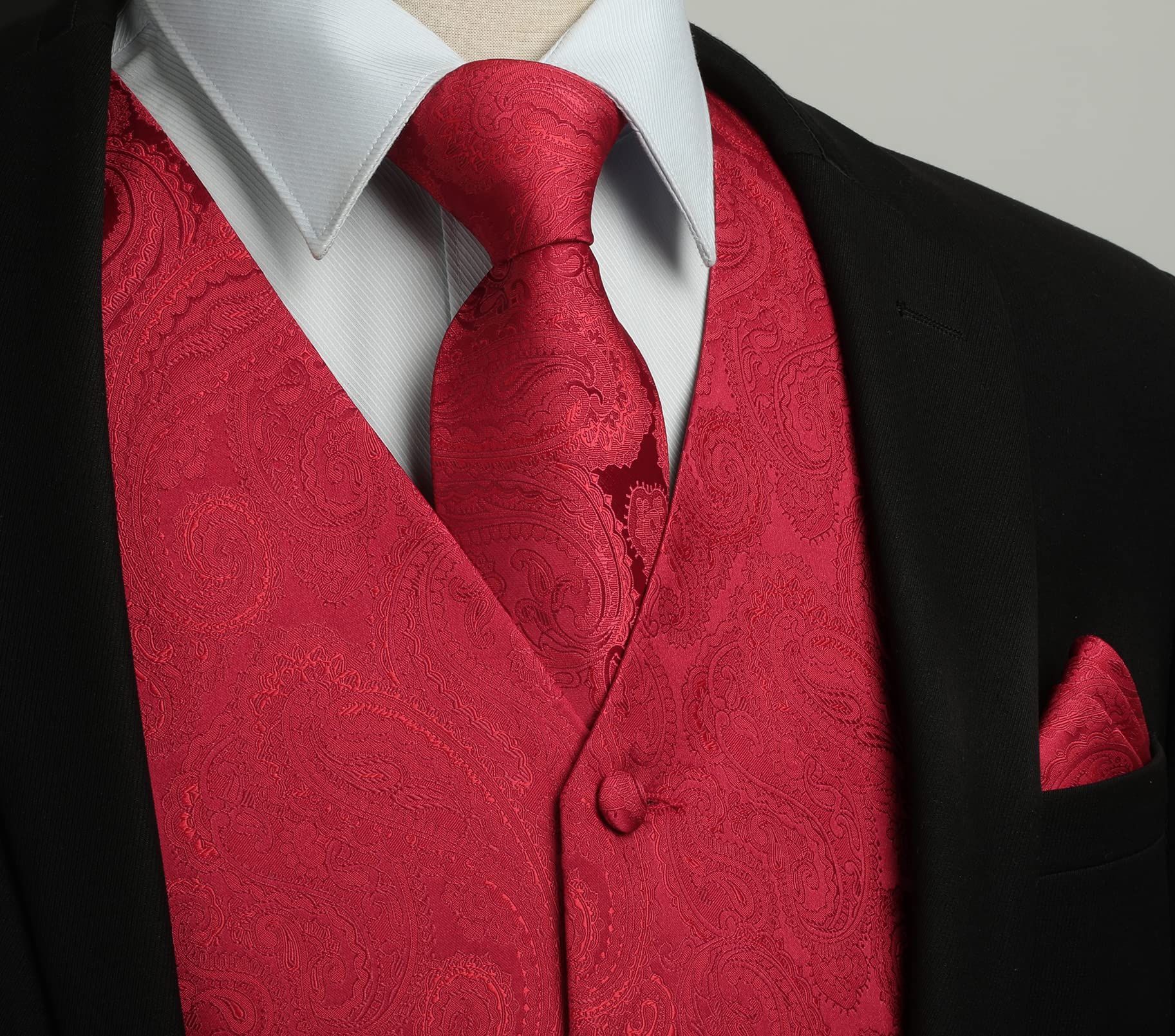 Gilet Homme plus Cravate & Pochette Bourgogne-3 F