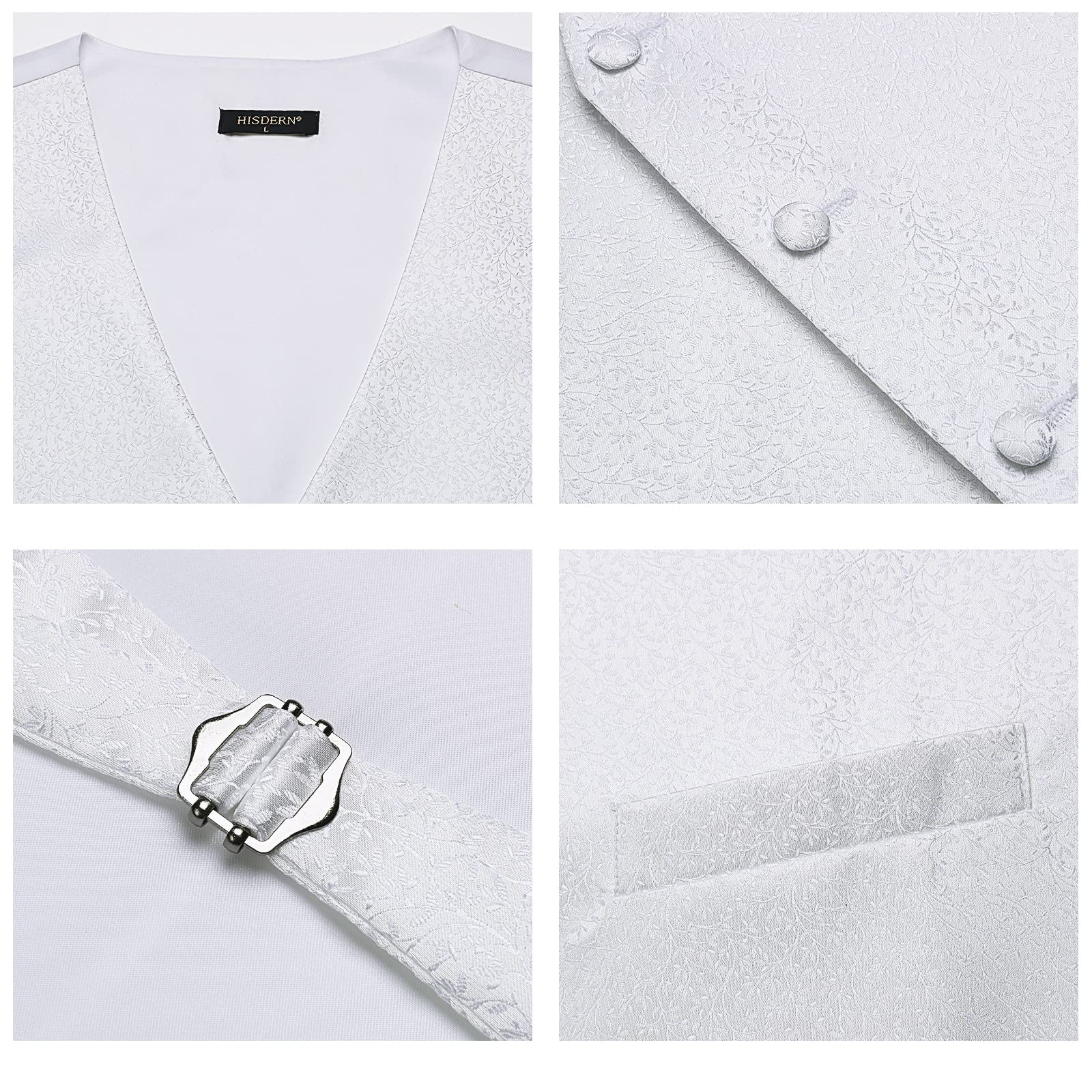 Gilet Homme plus Cravate & Pochette Blanc-1 F