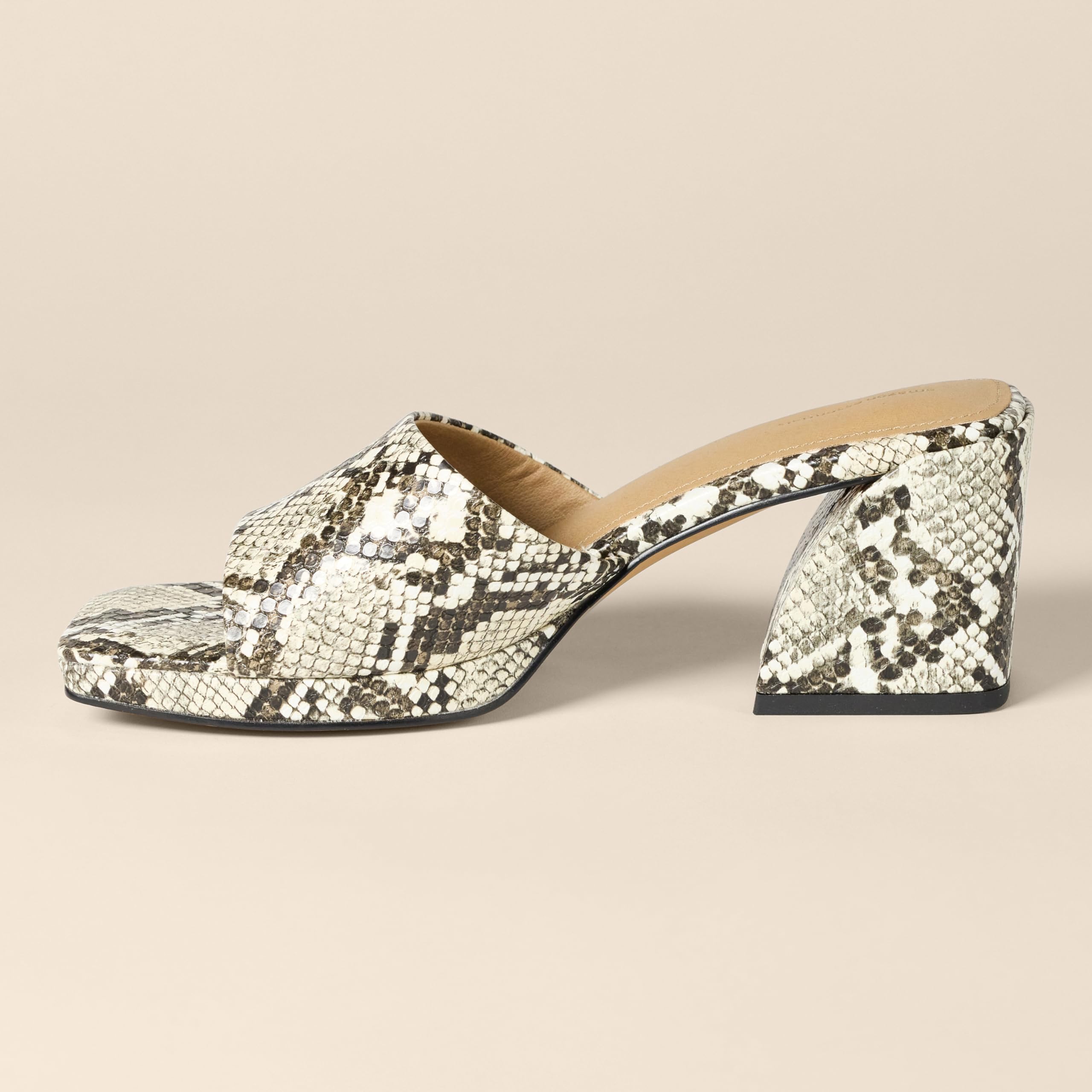 Sandales Platform Mule Fausse Peau de Serpent Grise A