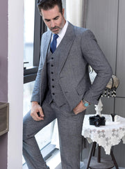 Costume Homme 3 Pièces Bleu Marine Pastel J