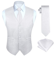 Gilet Homme plus Cravate & Pochette Blanc-1 F