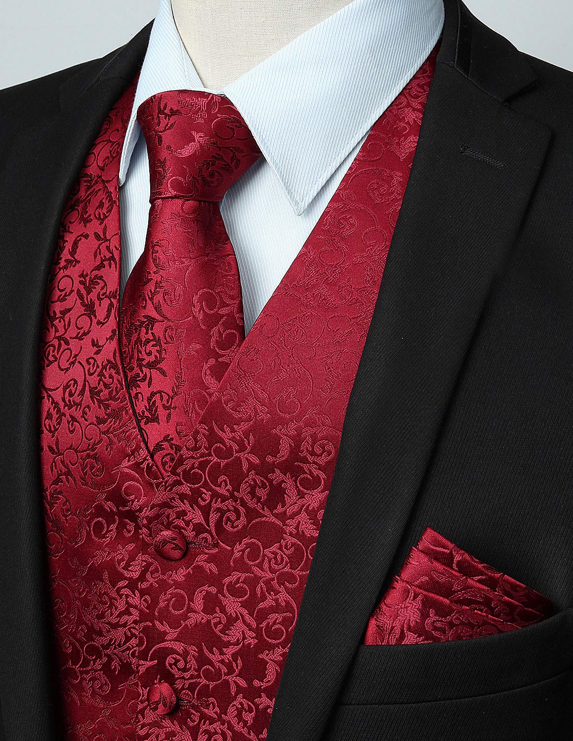 Gilet Homme plus Cravate & Pochette Bourgogne-2 F