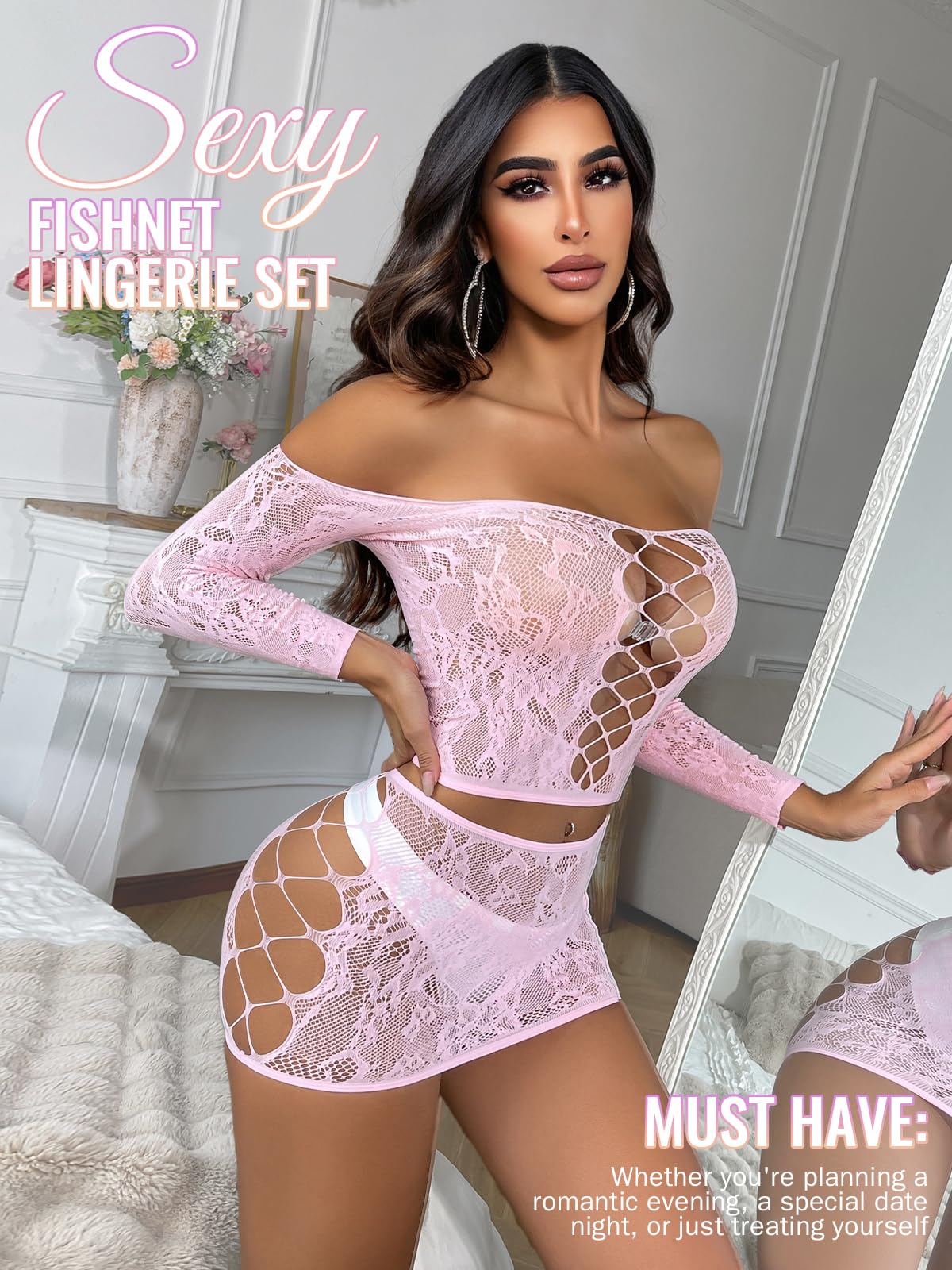 Ensemble de Lingerie Femme Rose Clair A