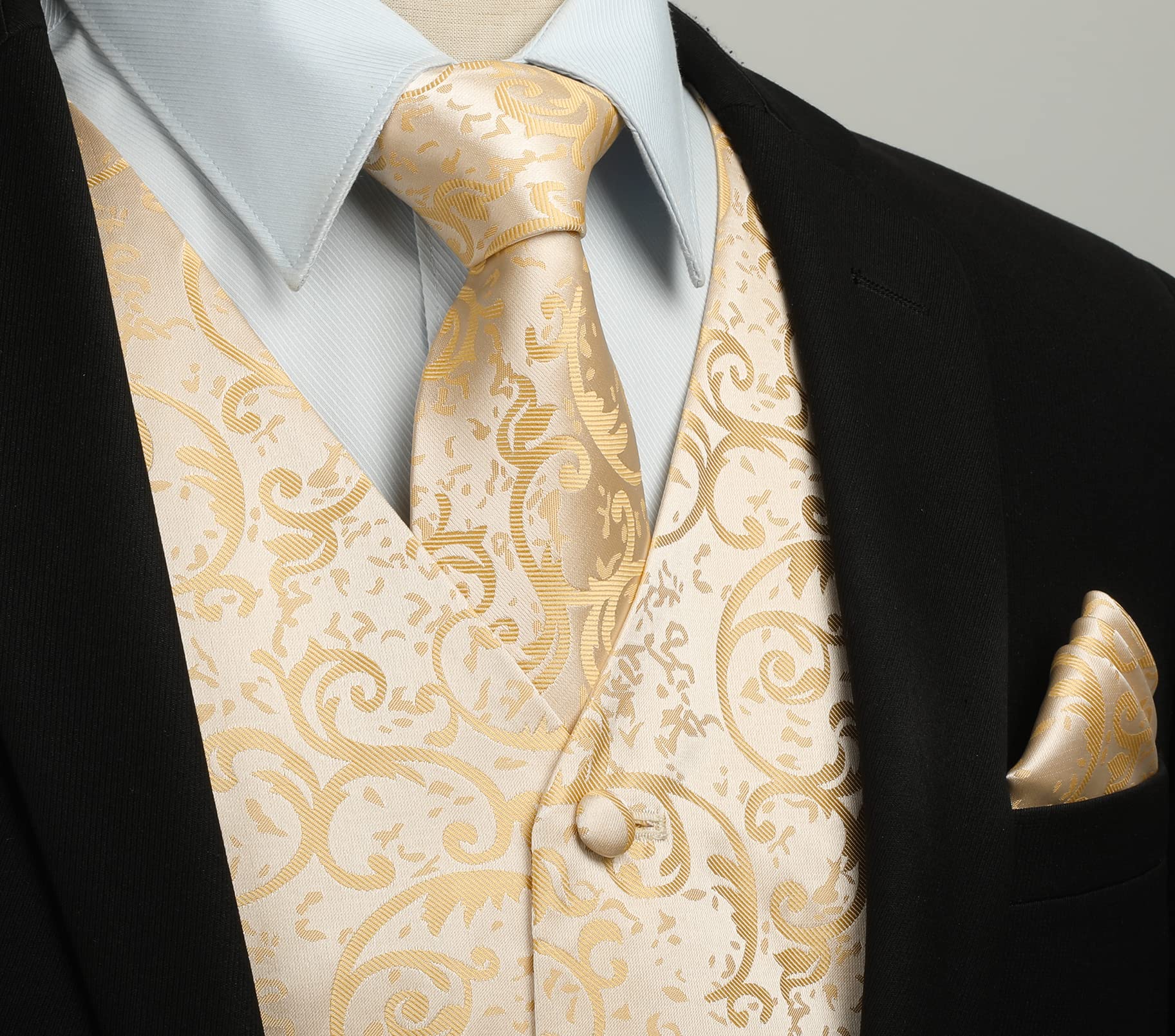 Gilet Homme plus Cravate & Pochette Champagne F