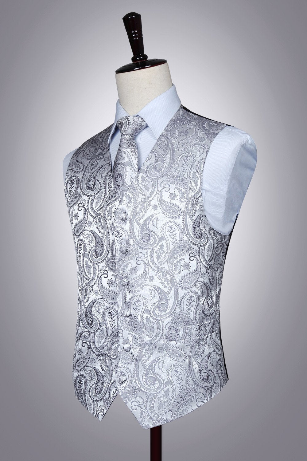 Gilet Homme plus Cravate & Pochette Gris F