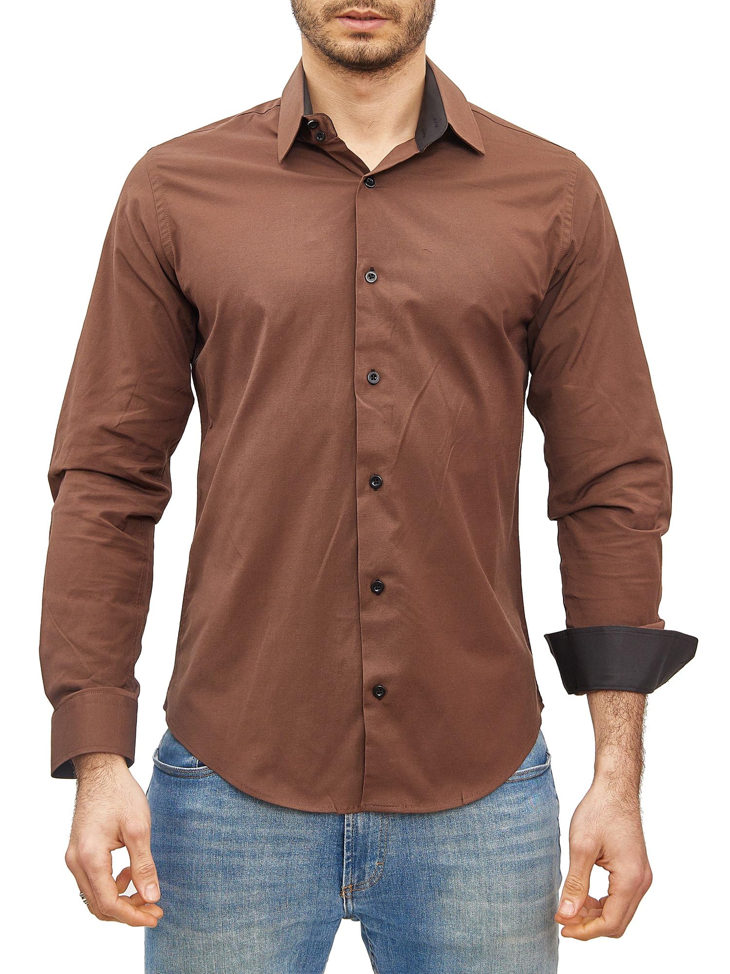 Chemise Homme Élégante & Polyvalente Marron A
