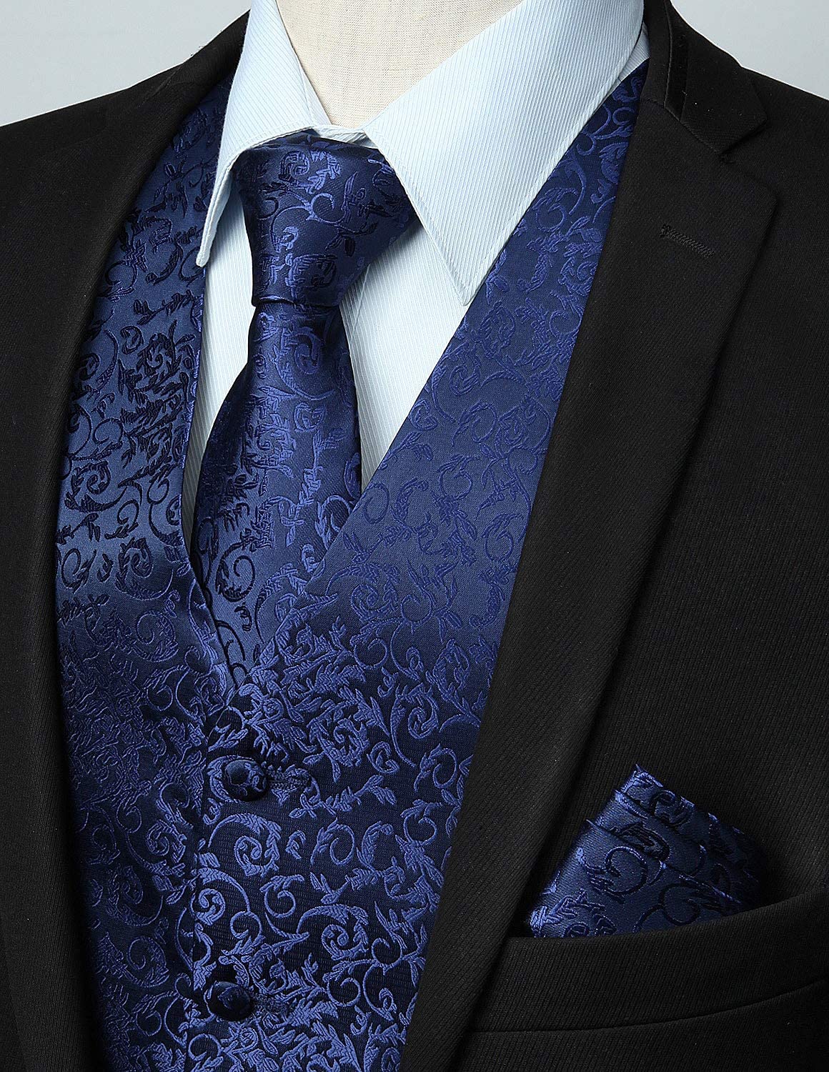 Gilet Homme plus Cravate & Pochette Bleu marine-1 F