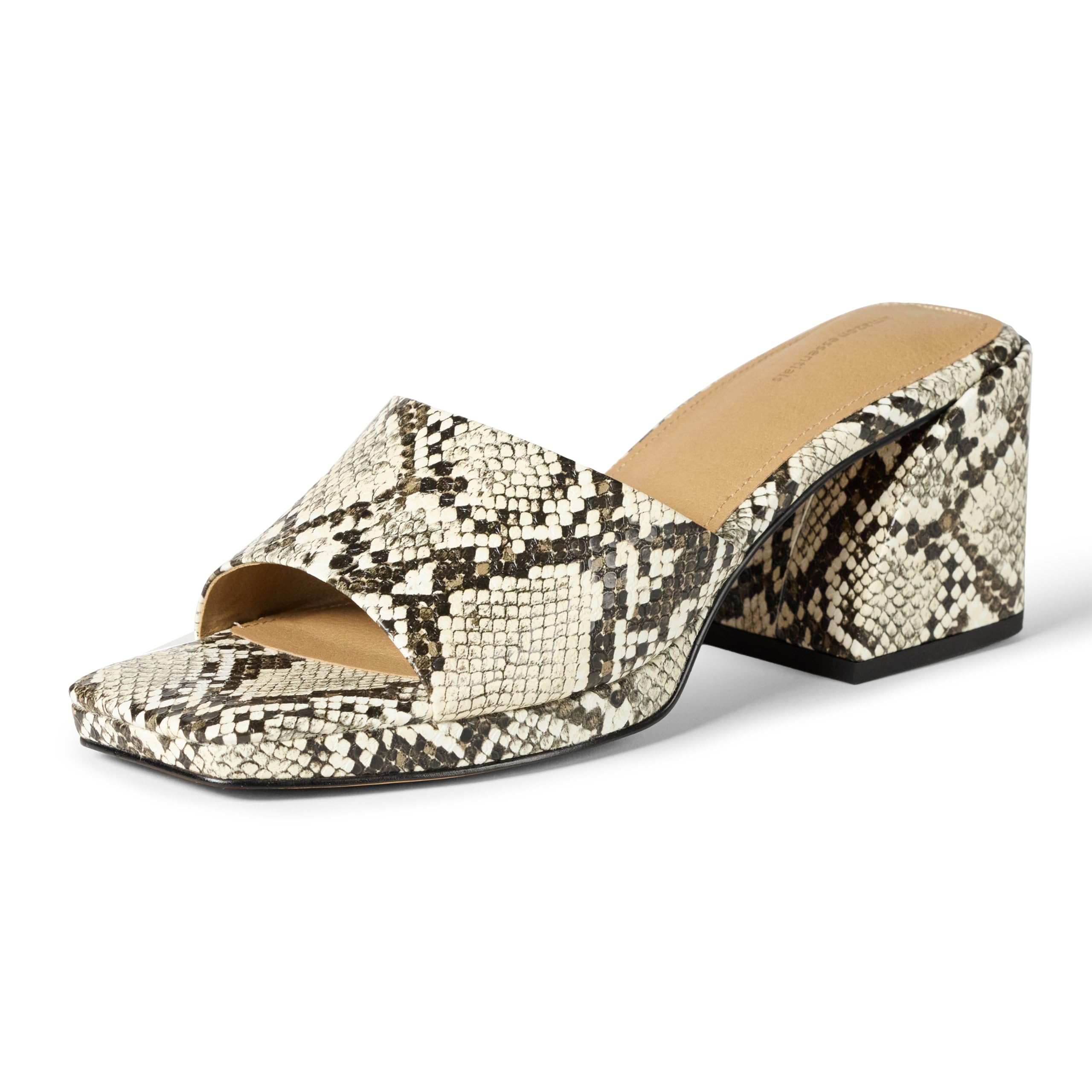 Sandales Platform Mule Fausse Peau de Serpent Grise A