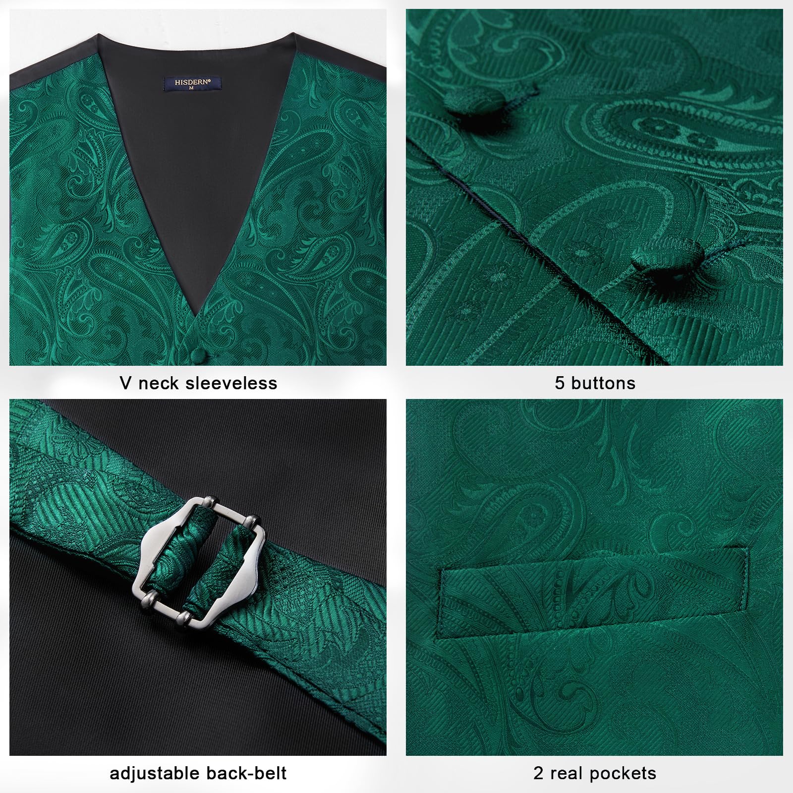 Gilet Homme plus Cravate & Pochette Vert F