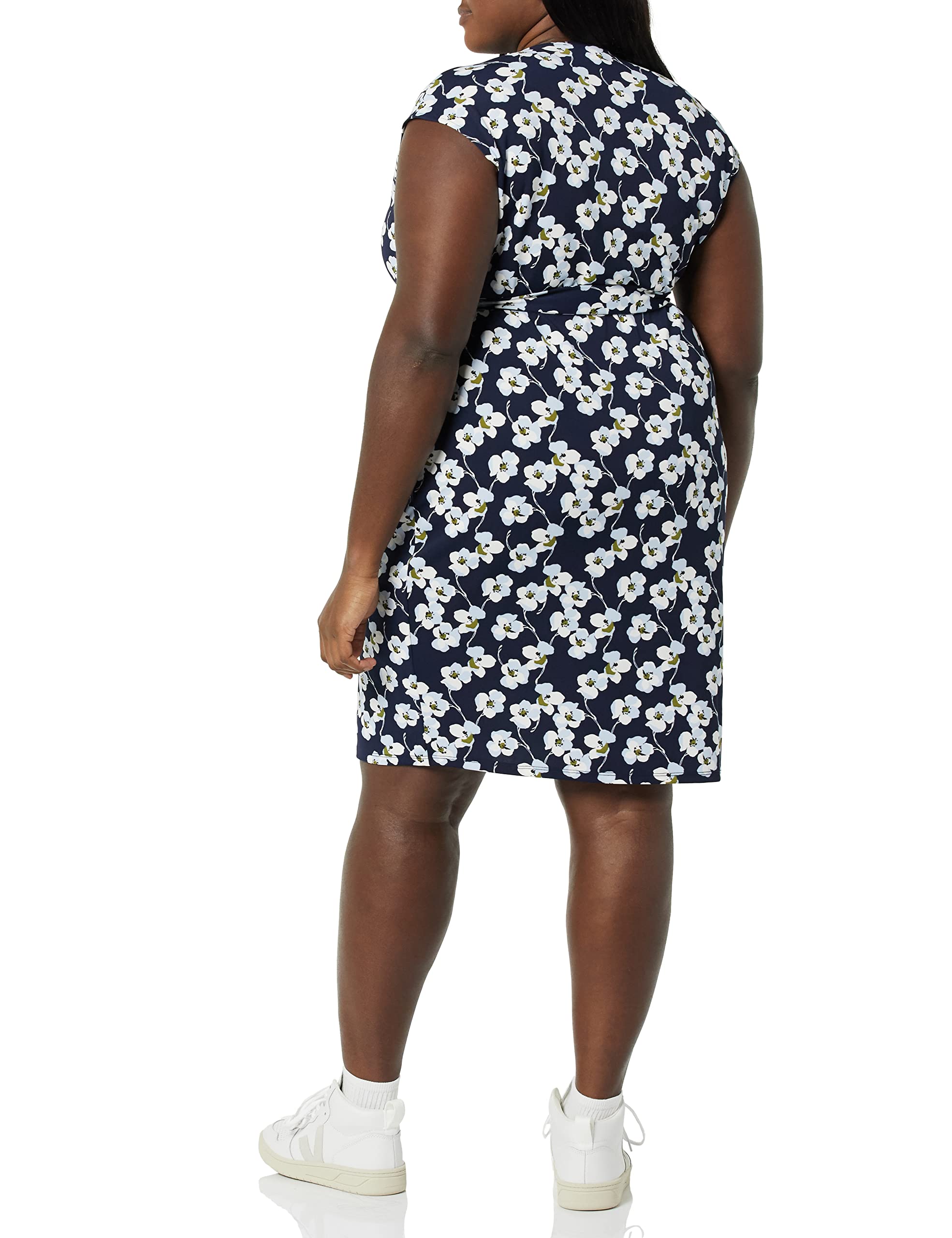 Robe Cache-cœur Bleu Marine Fleurs B