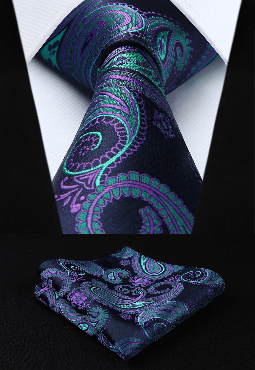 Gilet Homme plus Cravate & Pochette Violet vert F