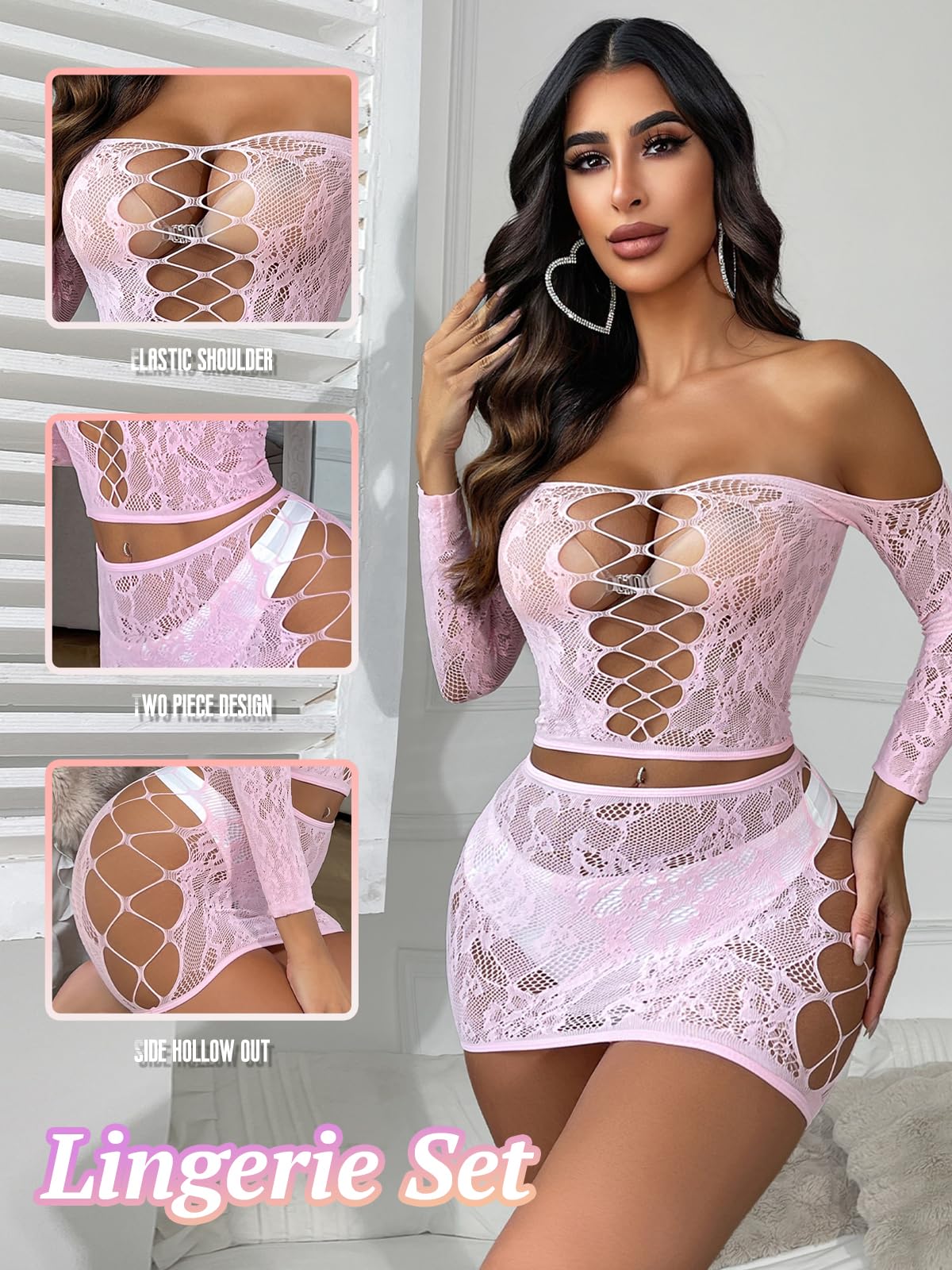 Ensemble de Lingerie Femme Rose Clair A