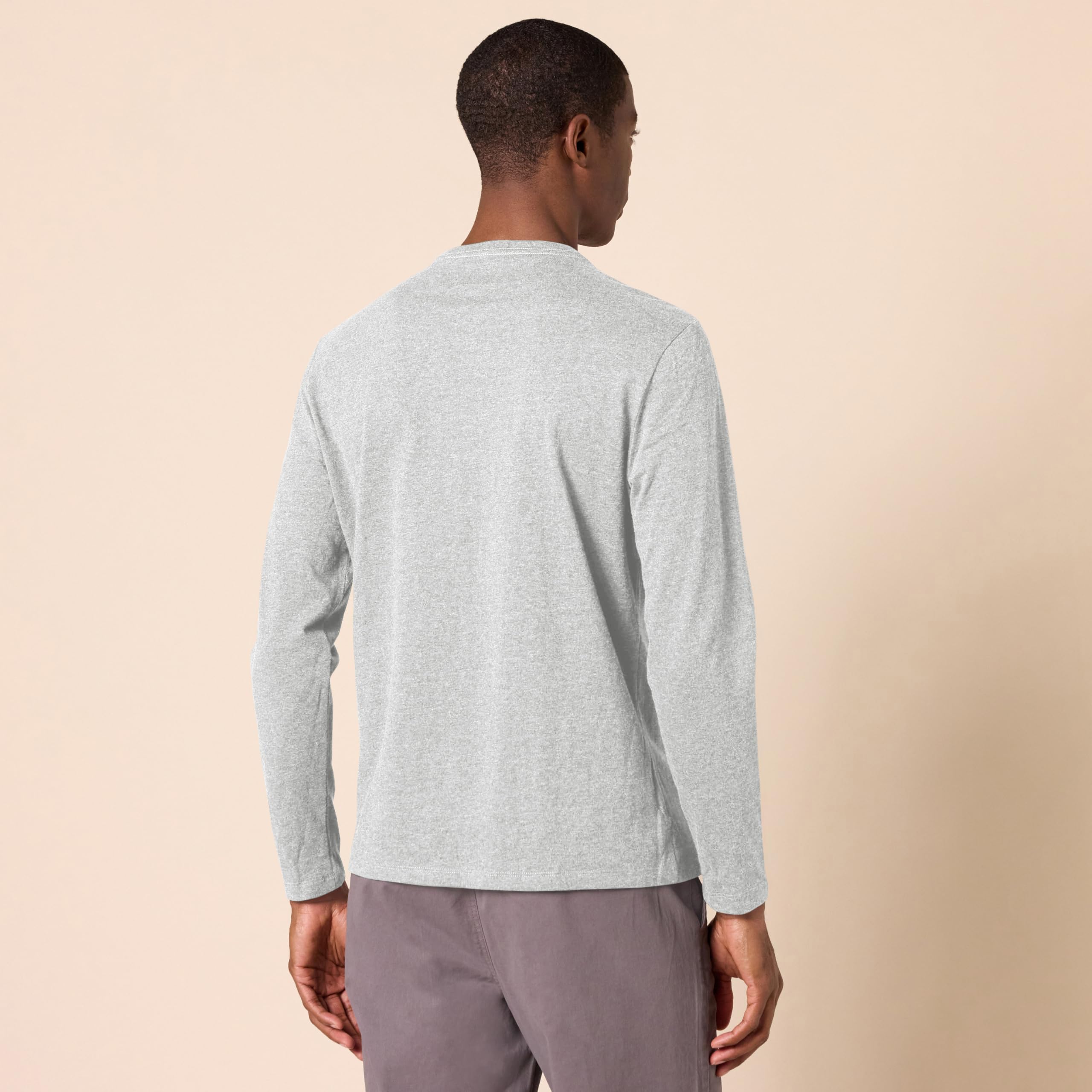 T-Shirt Manches Longues Homme Gris Clair Chiné J