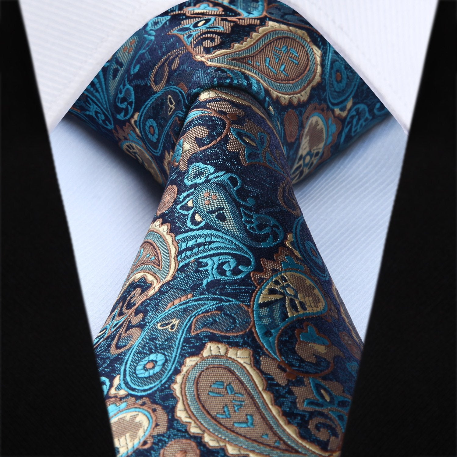 Gilet Homme plus Cravate & Pochette Aqua Brown F