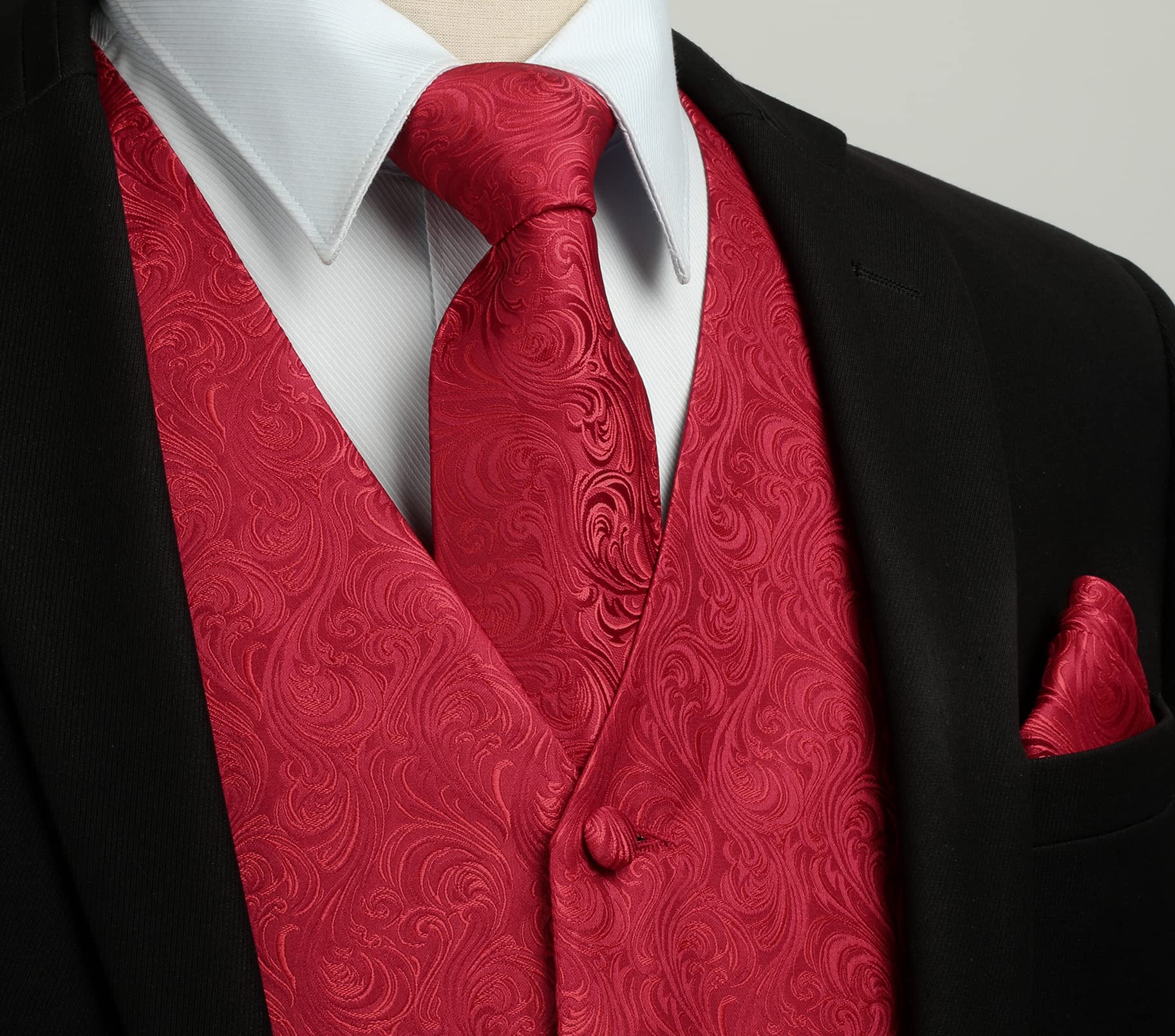 Gilet Homme plus Cravate & Pochette Rouge F