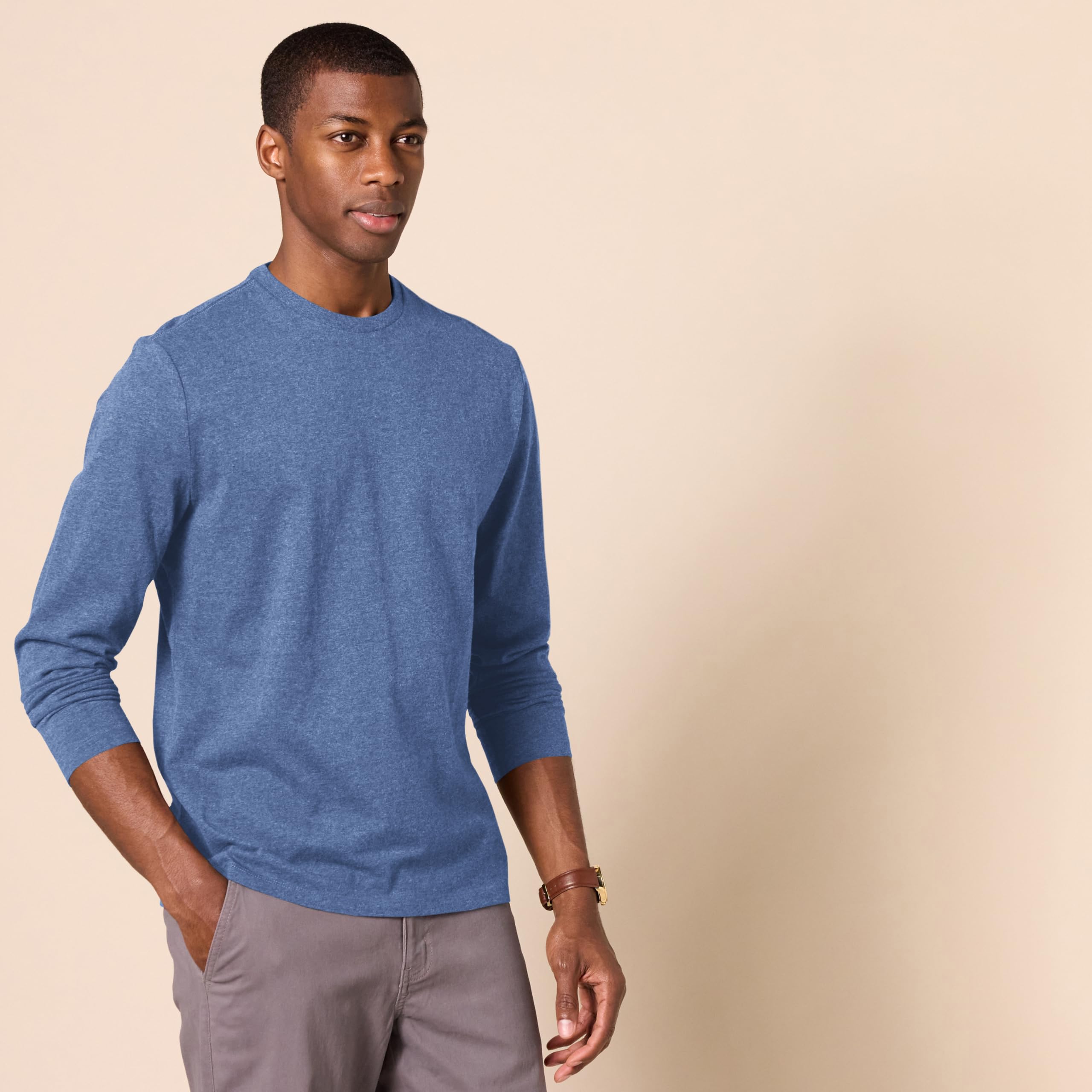 T-Shirt Manches Longues Homme Bleu Chiné J