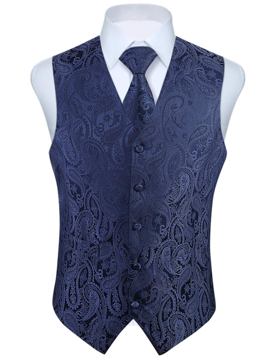 Gilet Homme plus Cravate & Pochette Bleu Marine-3 F
