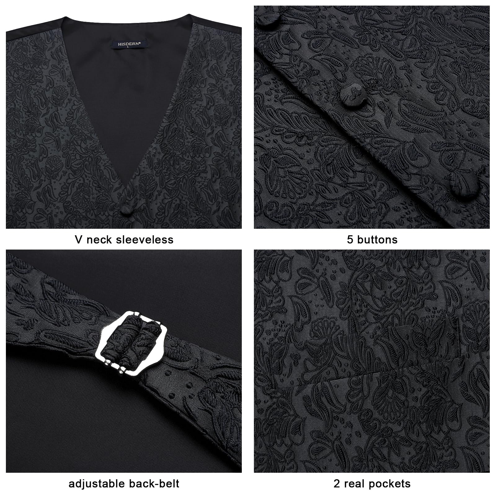 Gilet Homme plus Cravate & Pochette Noir-N F