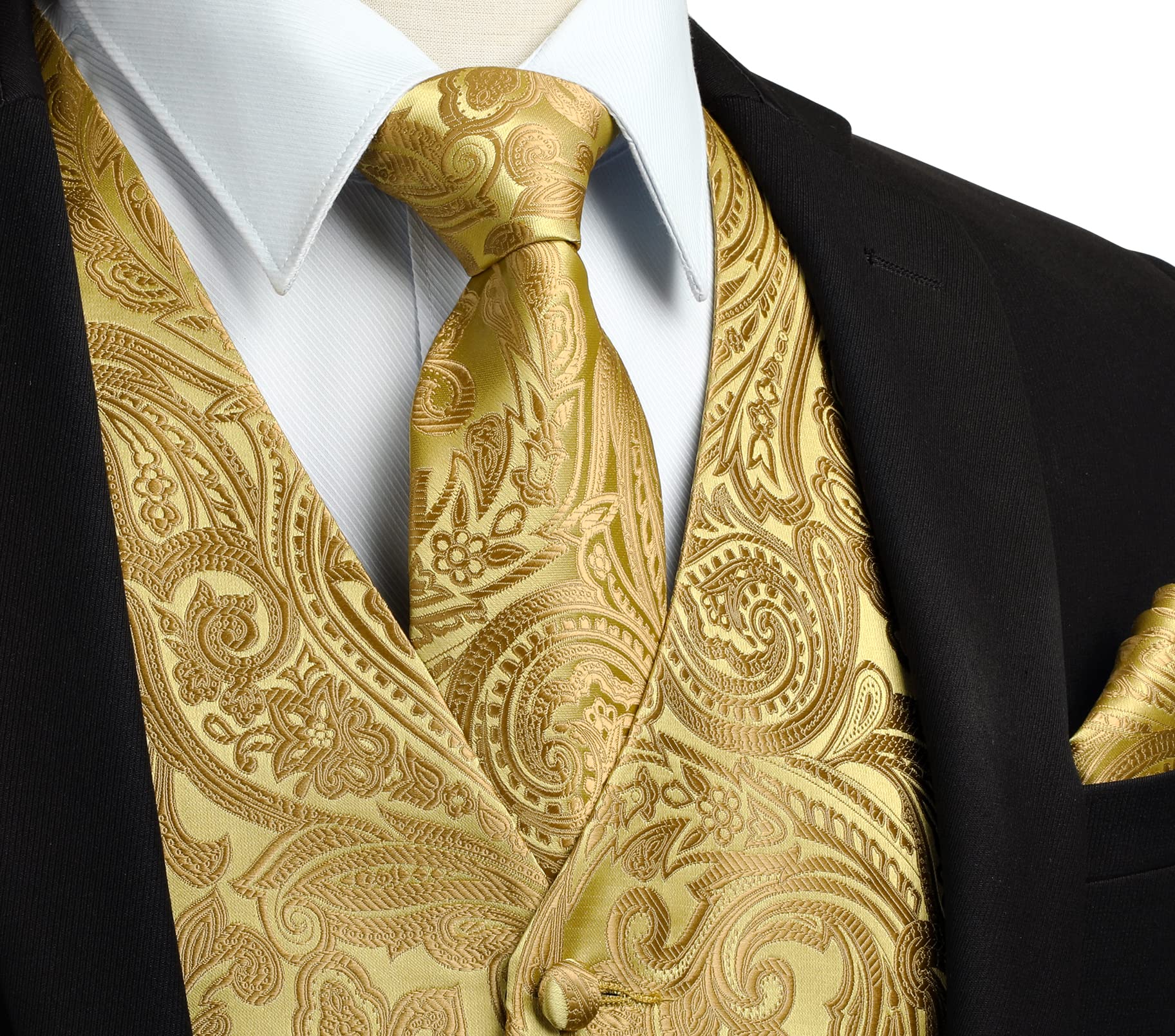 Gilet Homme plus Cravate & Pochette Jaune F